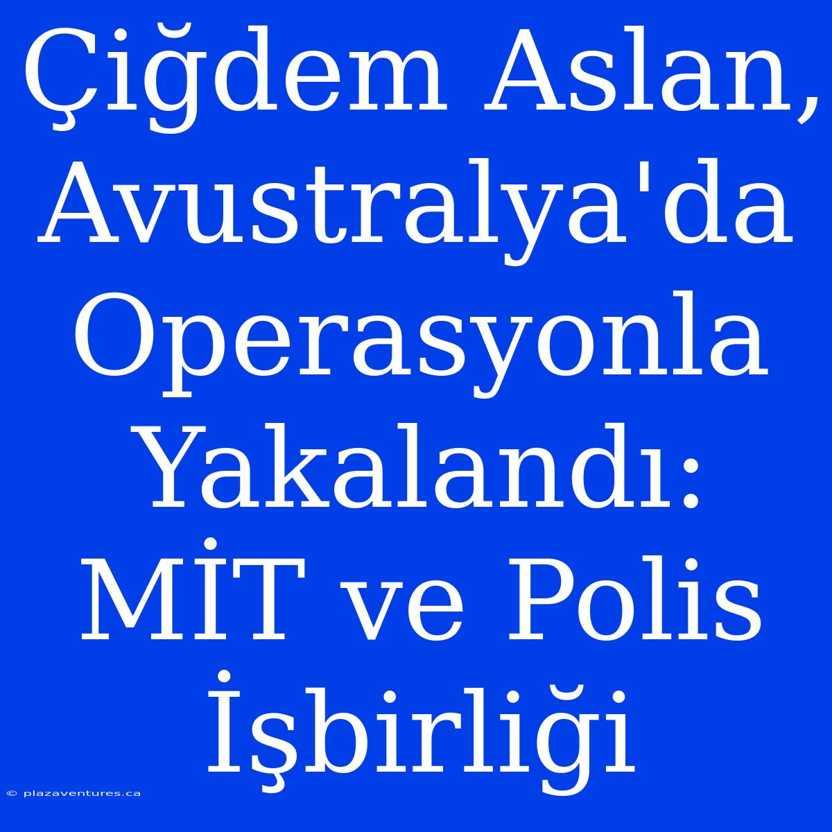 Çiğdem Aslan, Avustralya'da Operasyonla Yakalandı: MİT Ve Polis İşbirliği