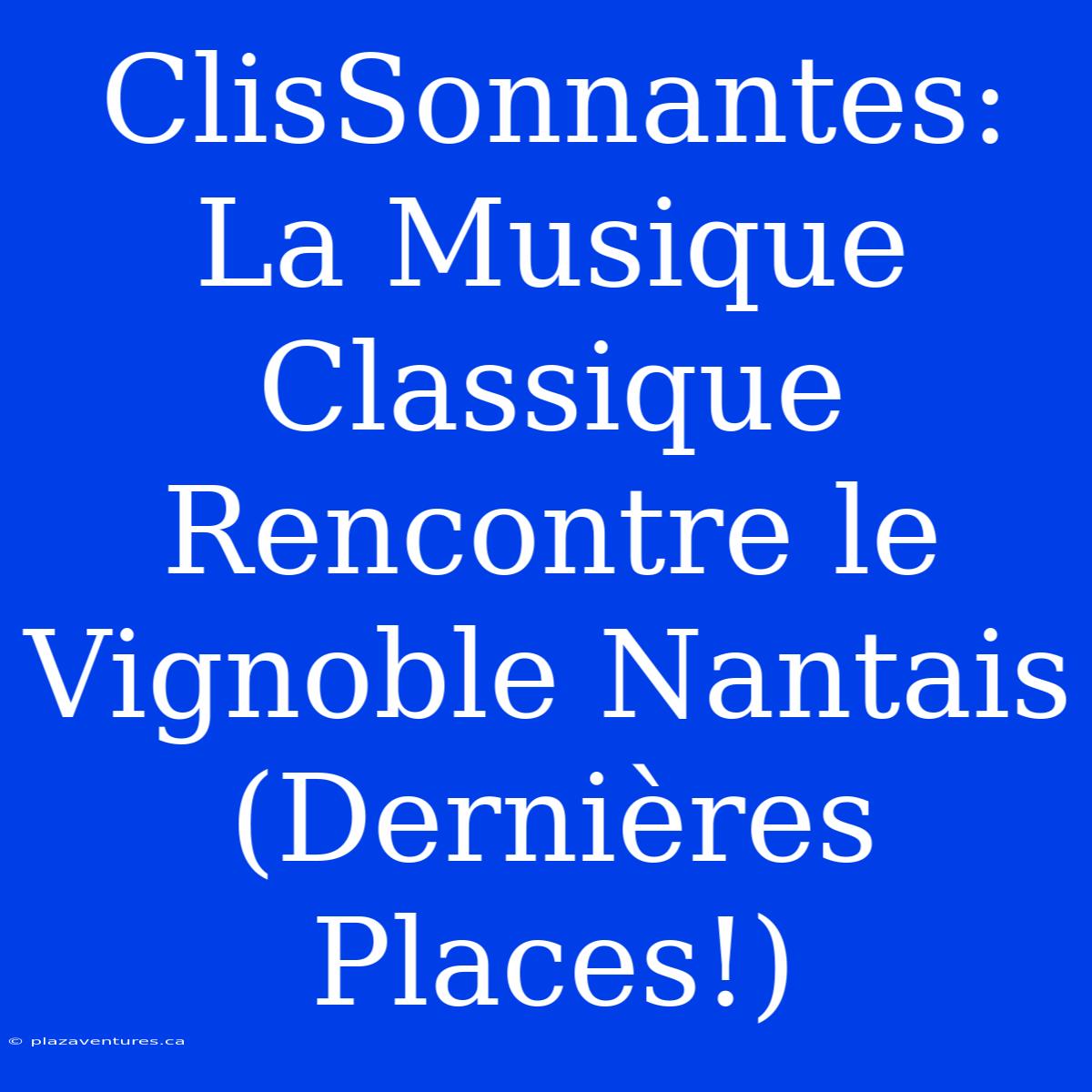 ClisSonnantes: La Musique Classique Rencontre Le Vignoble Nantais (Dernières Places!)