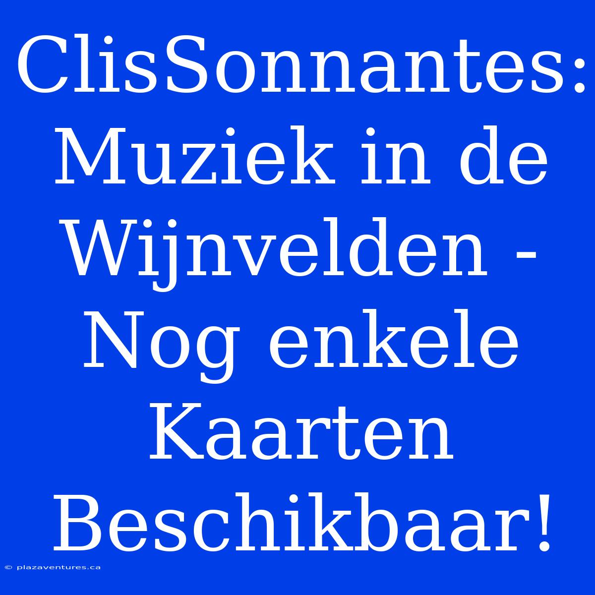 ClisSonnantes: Muziek In De Wijnvelden - Nog Enkele Kaarten Beschikbaar!