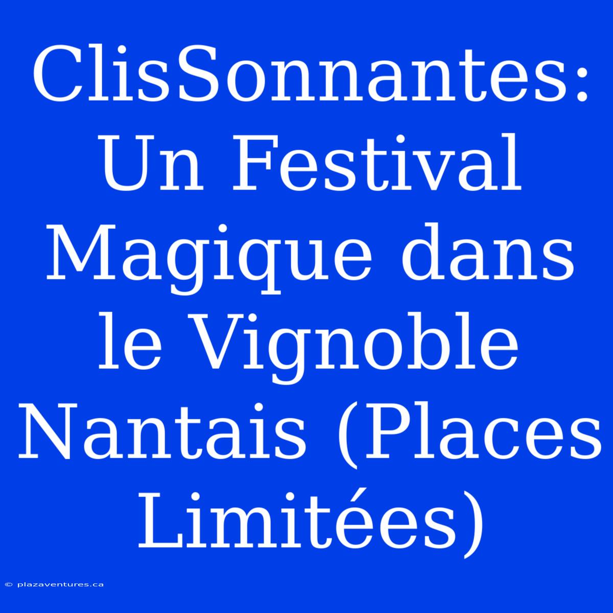 ClisSonnantes: Un Festival Magique Dans Le Vignoble Nantais (Places Limitées)