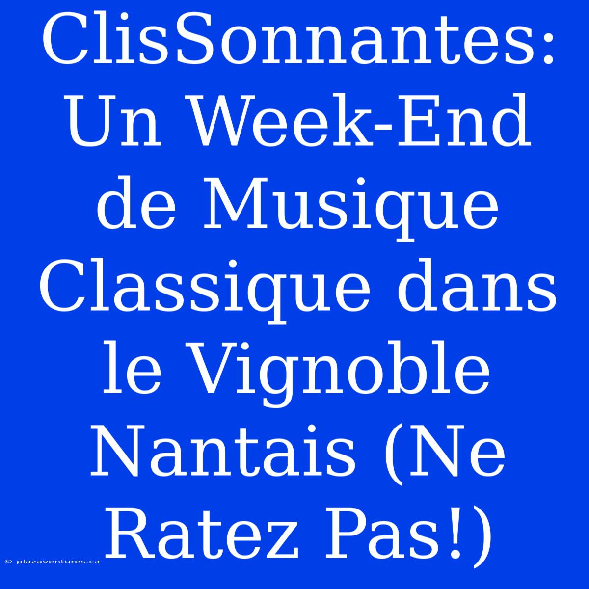 ClisSonnantes: Un Week-End De Musique Classique Dans Le Vignoble Nantais (Ne Ratez Pas!)