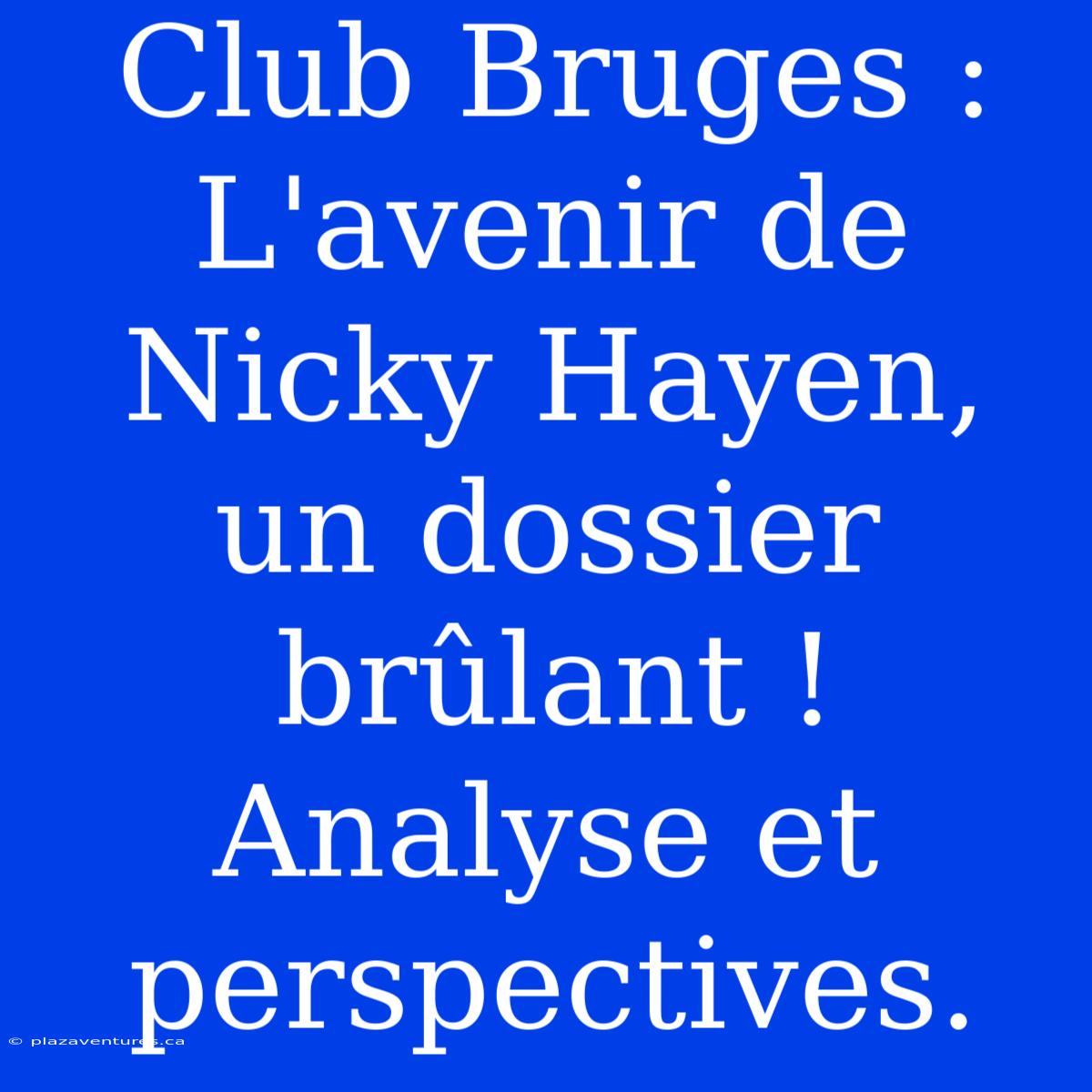 Club Bruges : L'avenir De Nicky Hayen, Un Dossier Brûlant ! Analyse Et Perspectives.