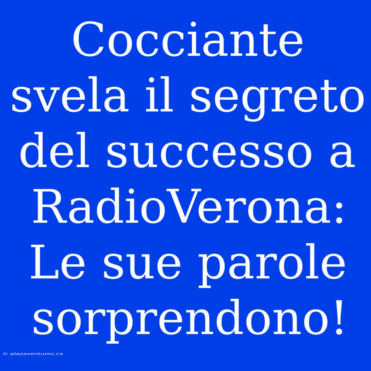 Cocciante Svela Il Segreto Del Successo A RadioVerona: Le Sue Parole Sorprendono!