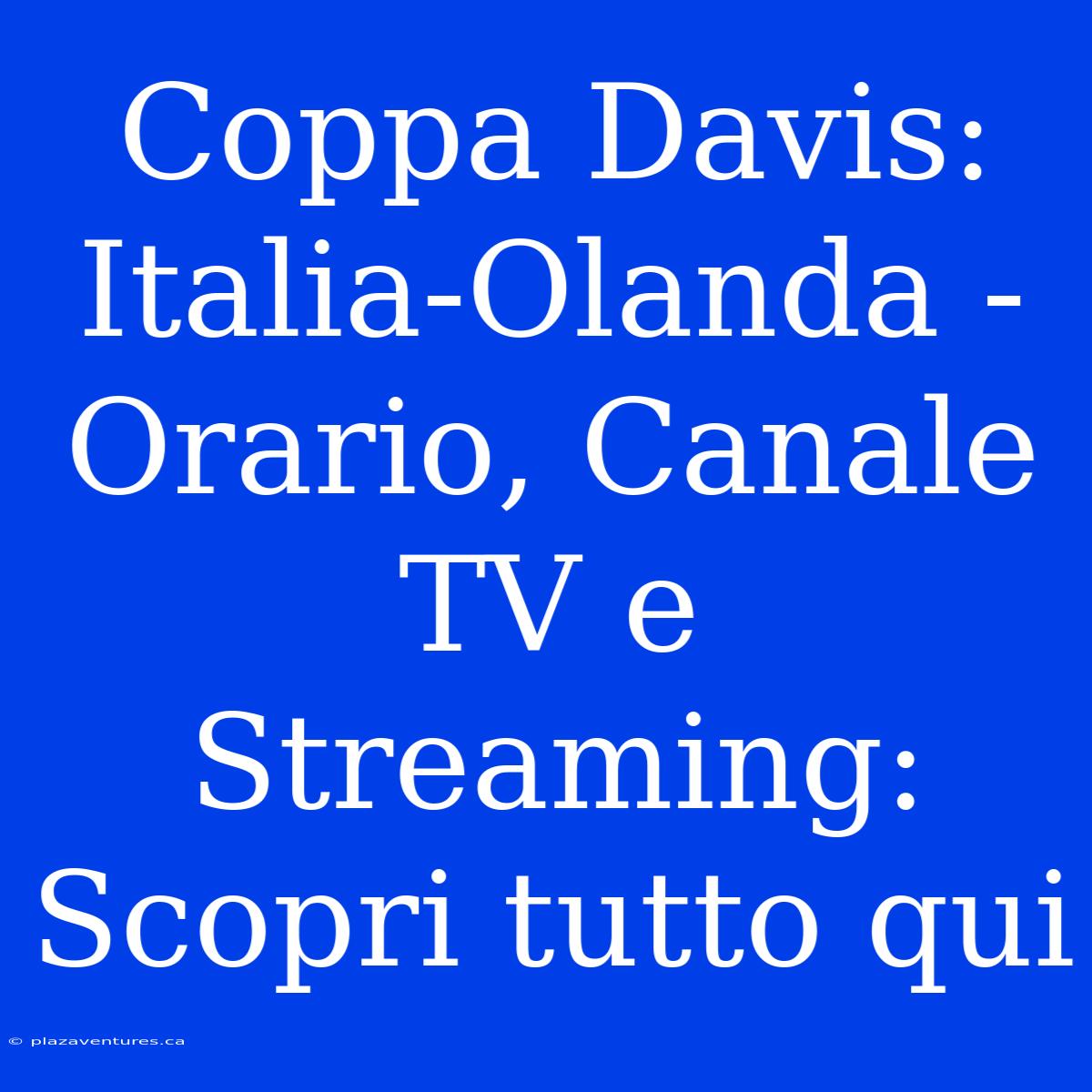 Coppa Davis: Italia-Olanda - Orario, Canale TV E Streaming: Scopri Tutto Qui