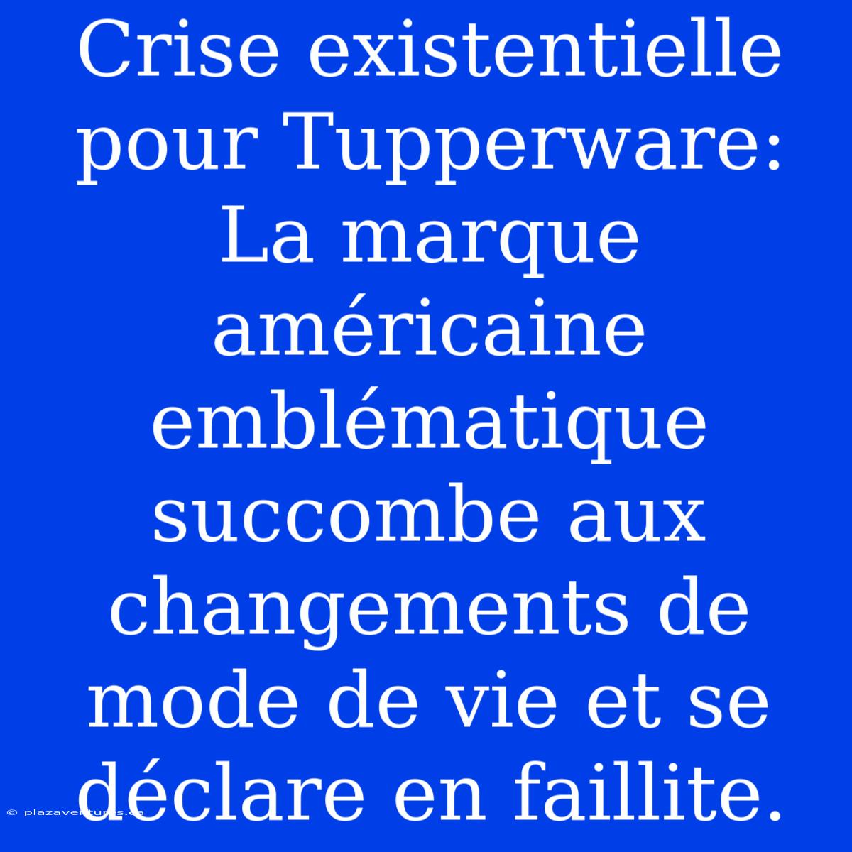 Crise Existentielle Pour Tupperware: La Marque Américaine Emblématique Succombe Aux Changements De Mode De Vie Et Se Déclare En Faillite.