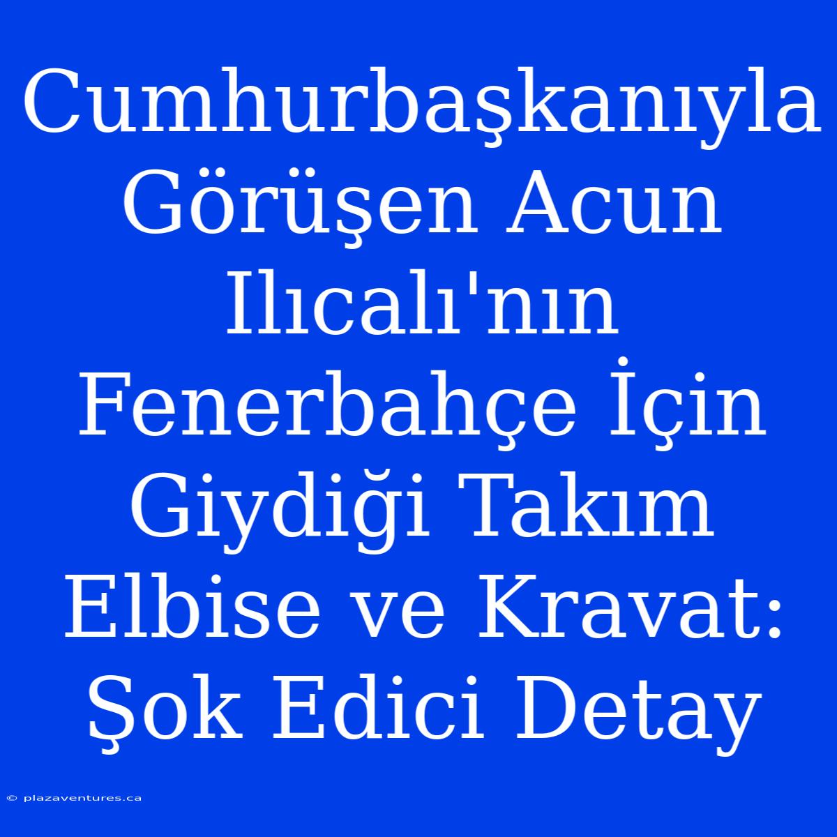 Cumhurbaşkanıyla Görüşen Acun Ilıcalı'nın Fenerbahçe İçin Giydiği Takım Elbise Ve Kravat: Şok Edici Detay