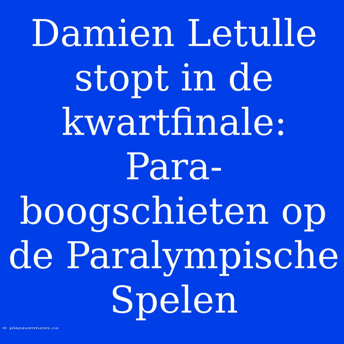 Damien Letulle Stopt In De Kwartfinale: Para-boogschieten Op De Paralympische Spelen