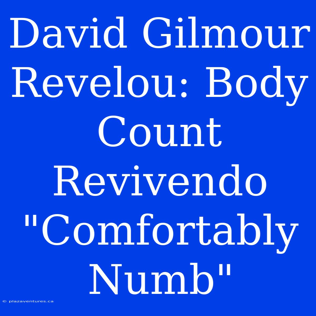 David Gilmour Revelou: Body Count Revivendo 