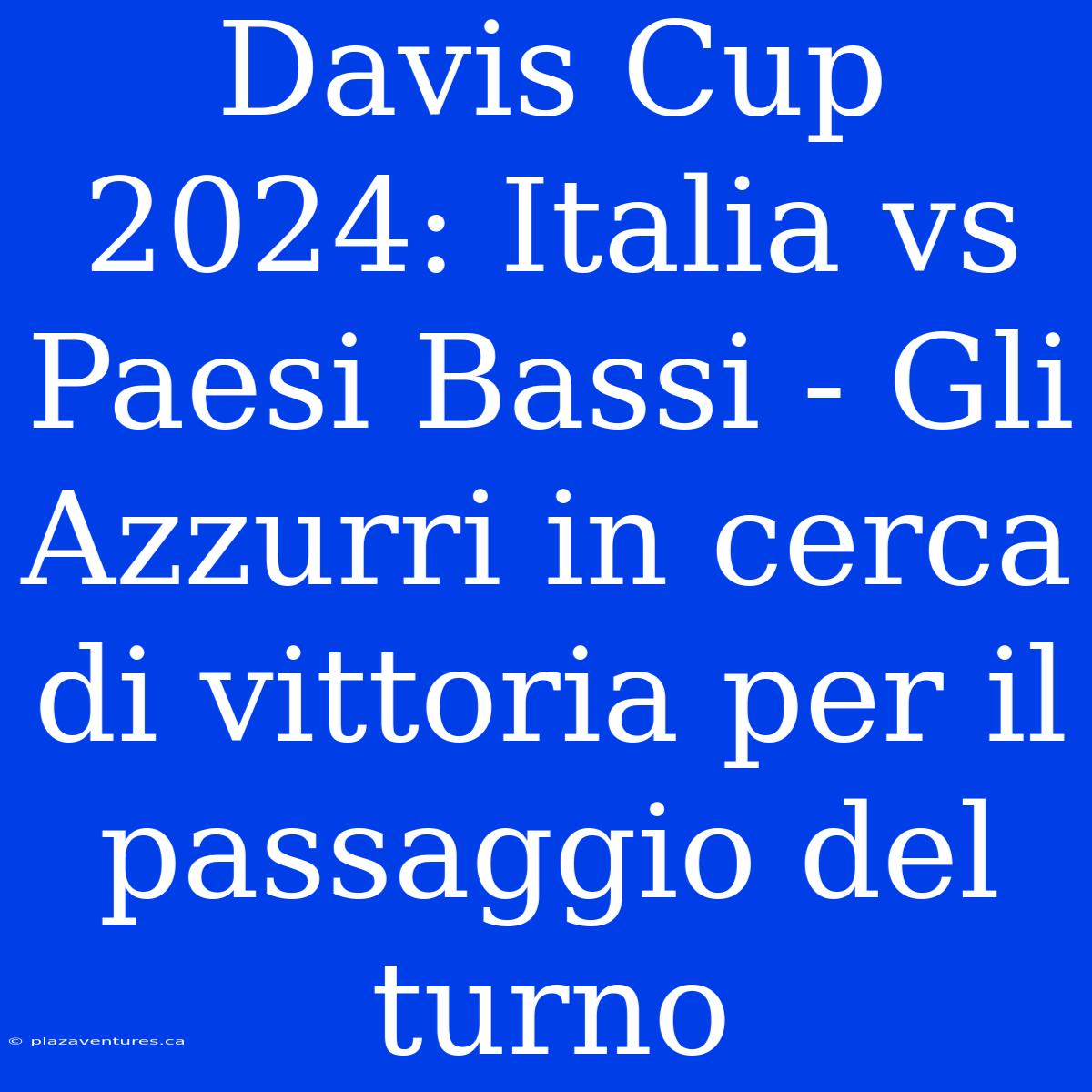 Davis Cup 2024: Italia Vs Paesi Bassi - Gli Azzurri In Cerca Di Vittoria Per Il Passaggio Del Turno