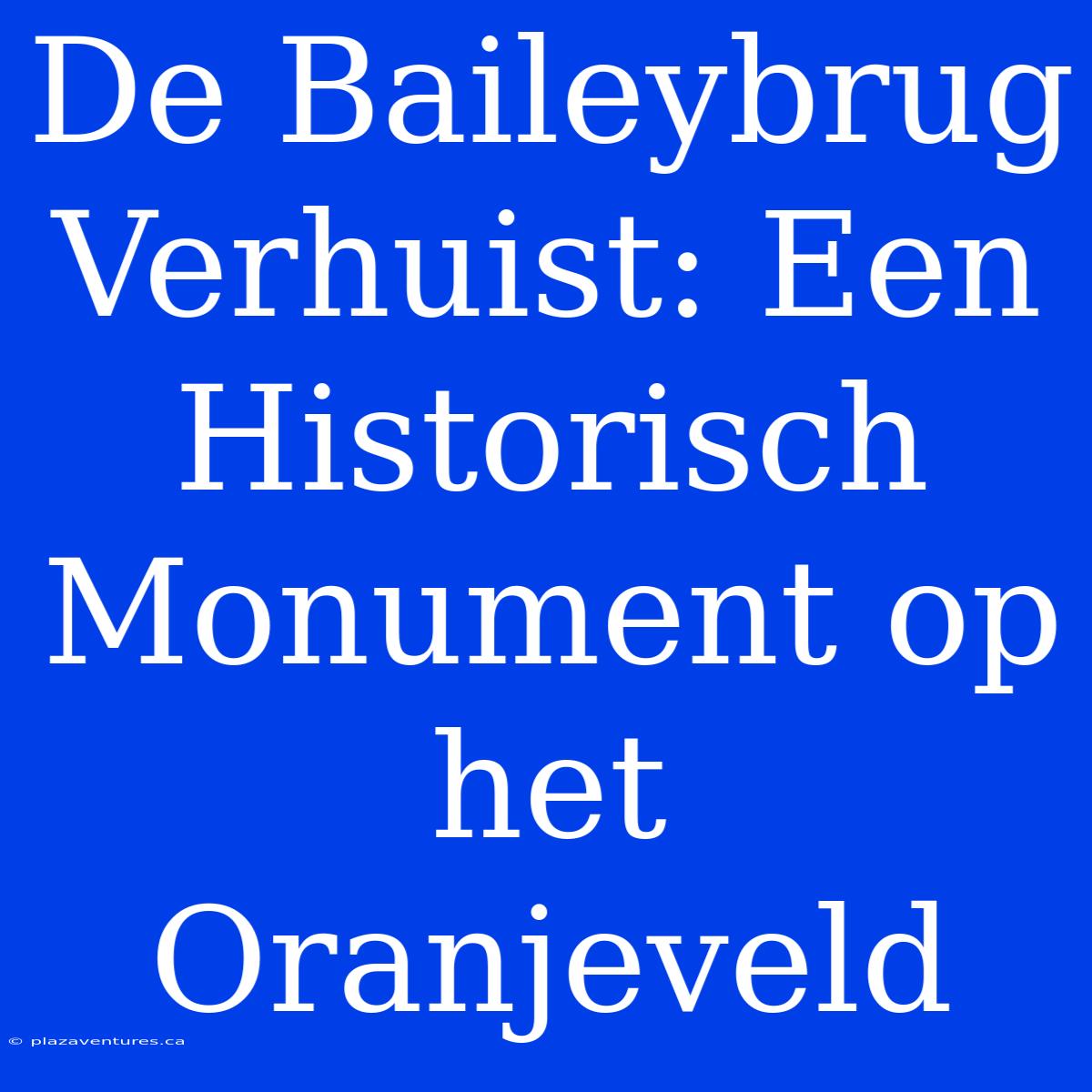 De Baileybrug Verhuist: Een Historisch Monument Op Het Oranjeveld