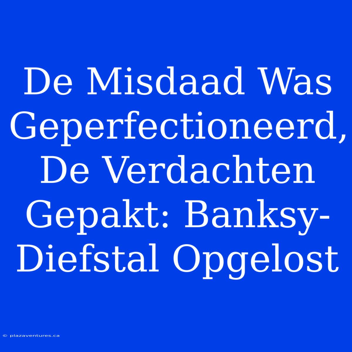 De Misdaad Was Geperfectioneerd, De Verdachten Gepakt: Banksy-Diefstal Opgelost