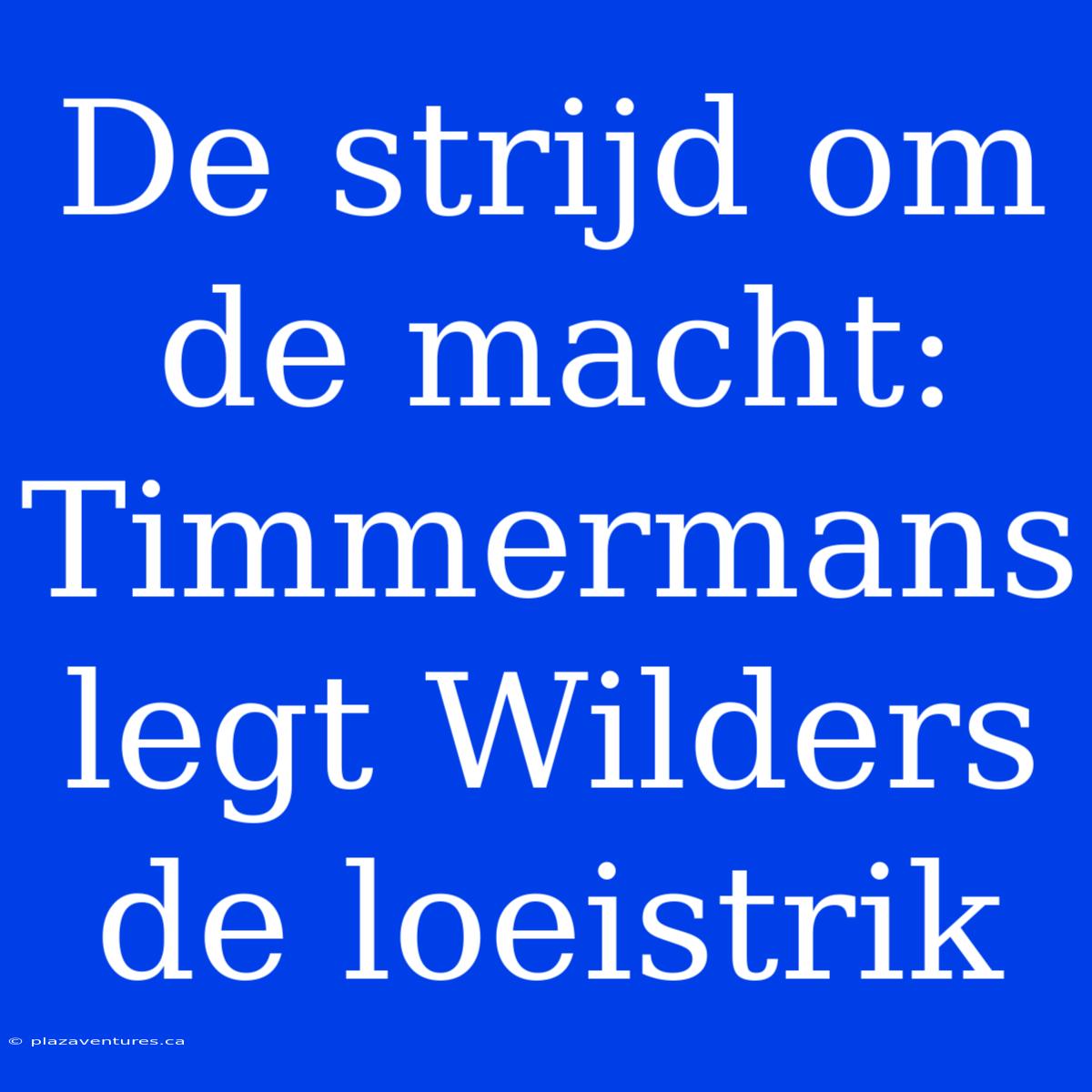 De Strijd Om De Macht: Timmermans Legt Wilders De Loeistrik