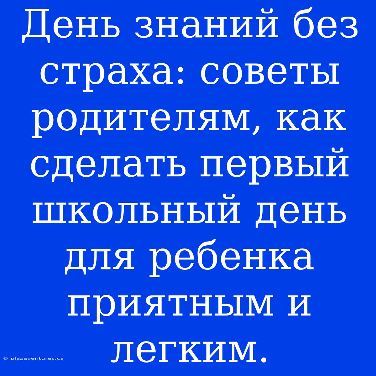 День Знаний Без Страха: Советы Родителям, Как Сделать Первый Школьный День Для Ребенка Приятным И Легким.