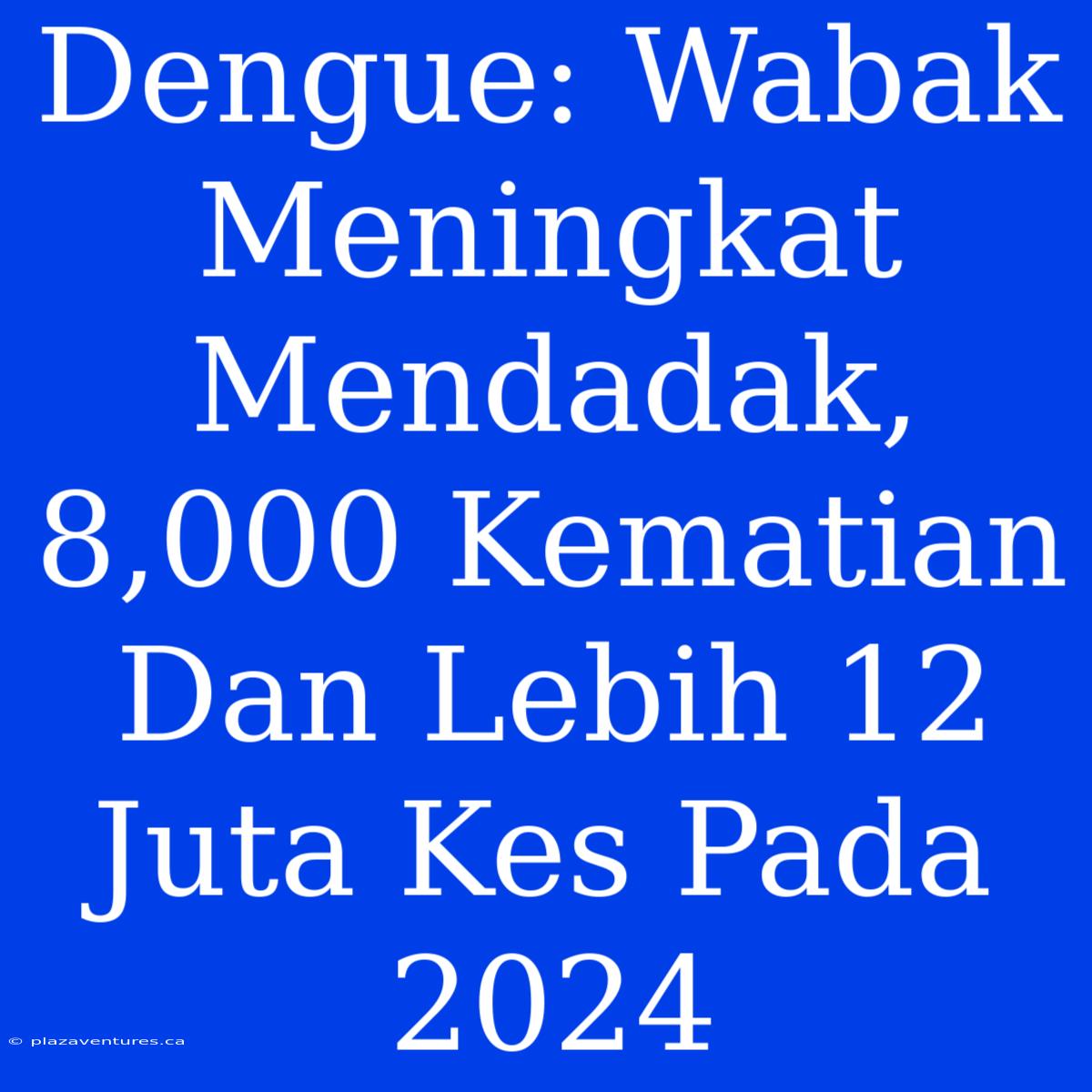 Dengue: Wabak Meningkat Mendadak, 8,000 Kematian Dan Lebih 12 Juta Kes Pada 2024