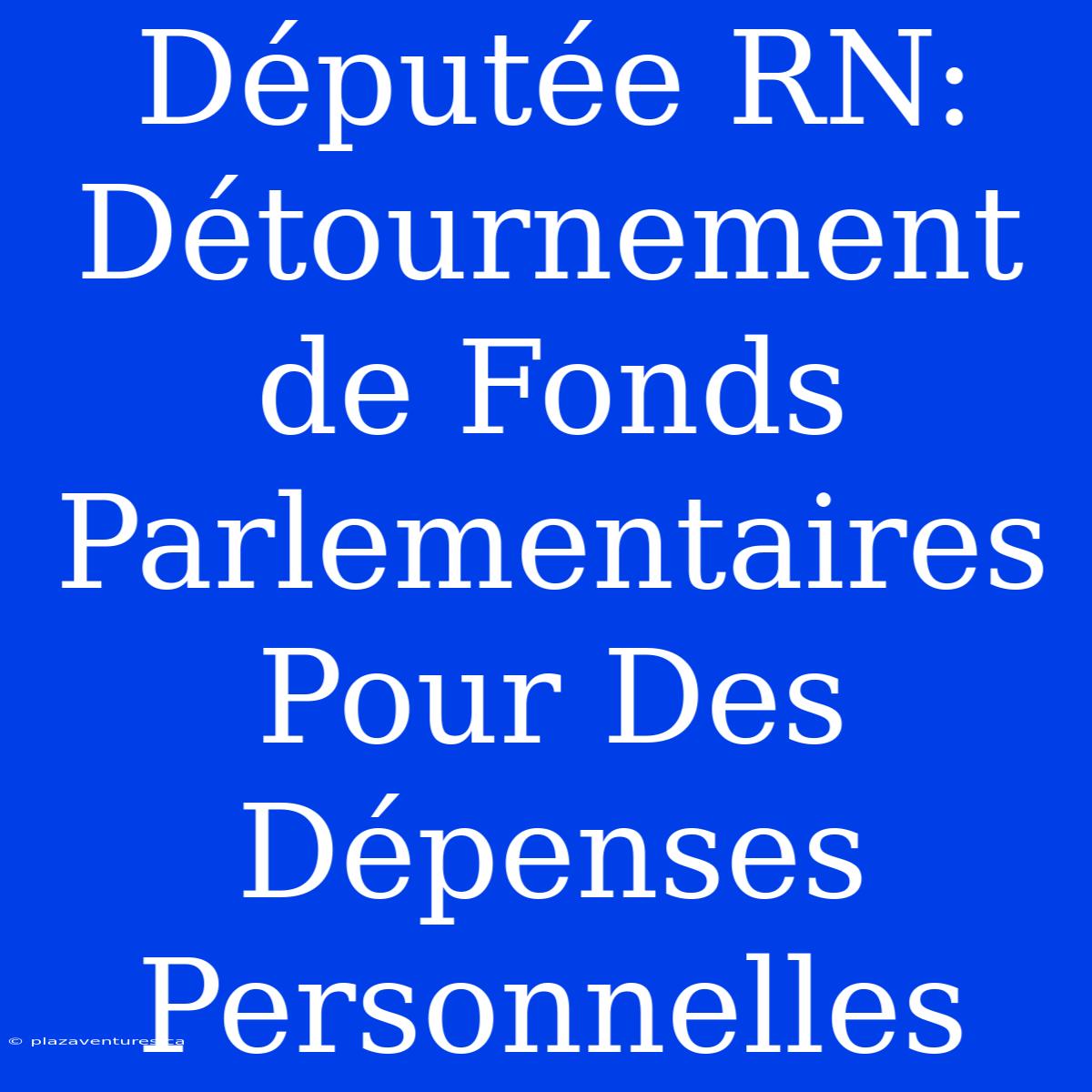 Députée RN: Détournement De Fonds Parlementaires Pour Des Dépenses Personnelles