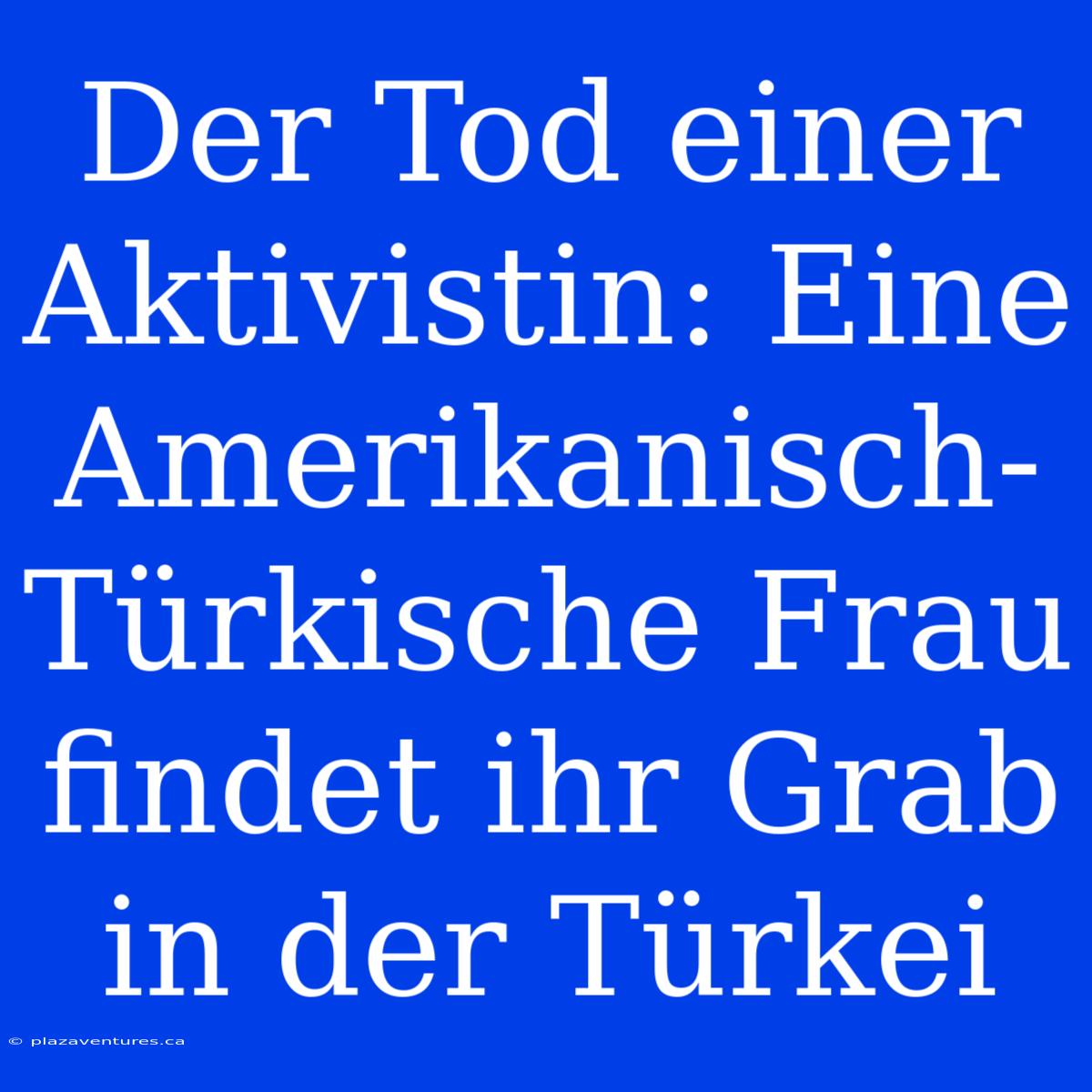 Der Tod Einer Aktivistin: Eine Amerikanisch-Türkische Frau Findet Ihr Grab In Der Türkei