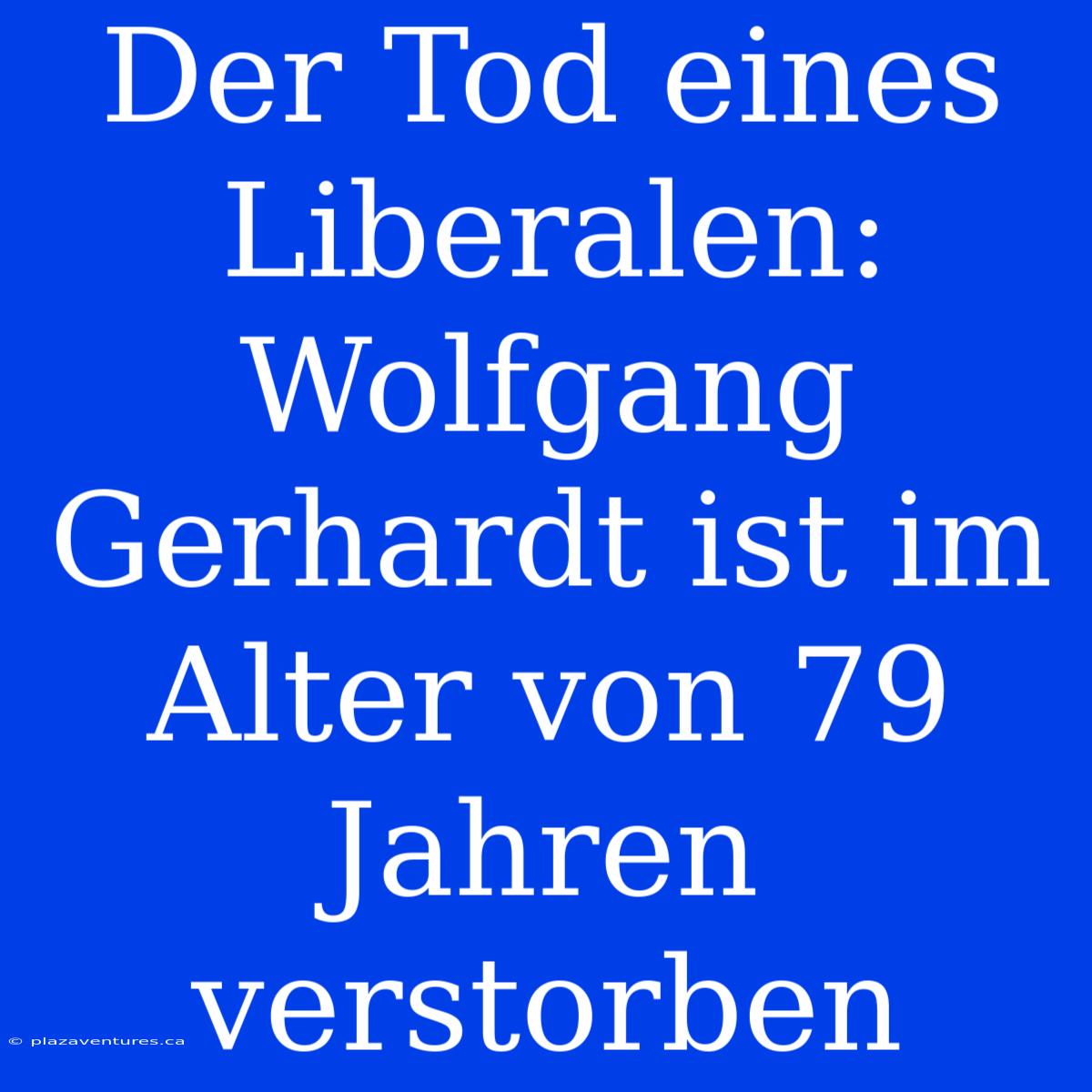 Der Tod Eines Liberalen: Wolfgang Gerhardt Ist Im Alter Von 79 Jahren Verstorben