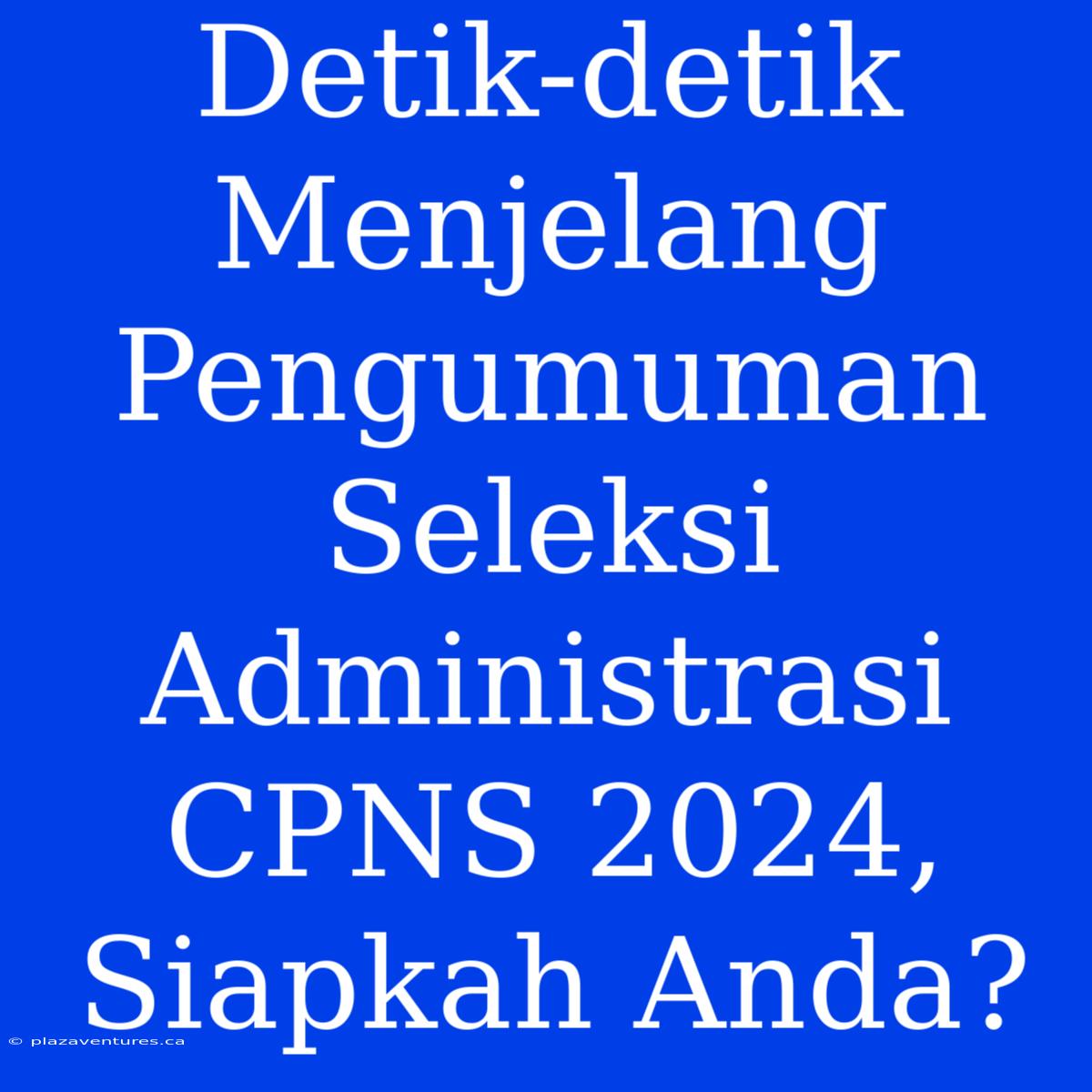 Detik-detik Menjelang Pengumuman Seleksi Administrasi CPNS 2024, Siapkah Anda?