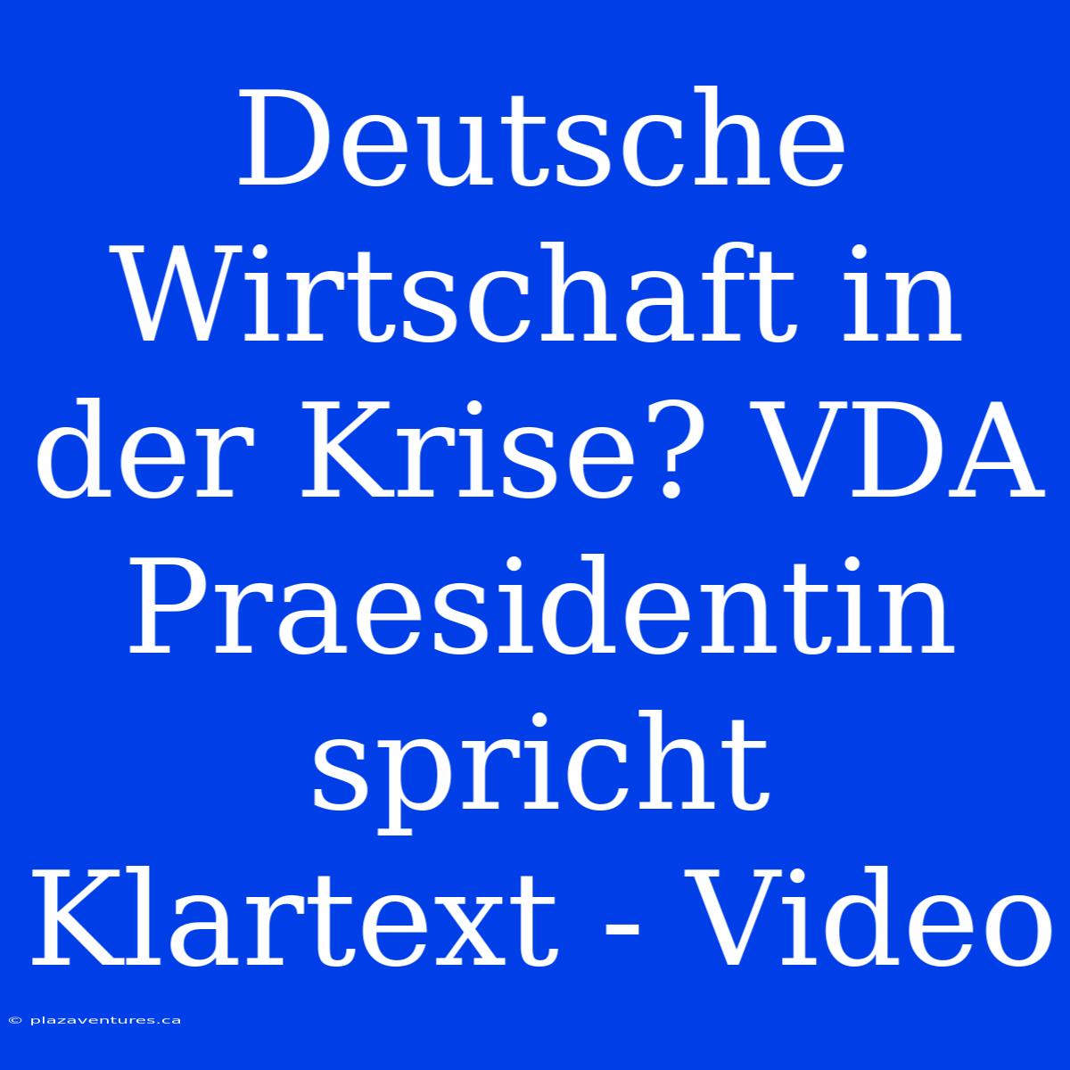 Deutsche Wirtschaft In Der Krise? VDA Praesidentin Spricht Klartext - Video