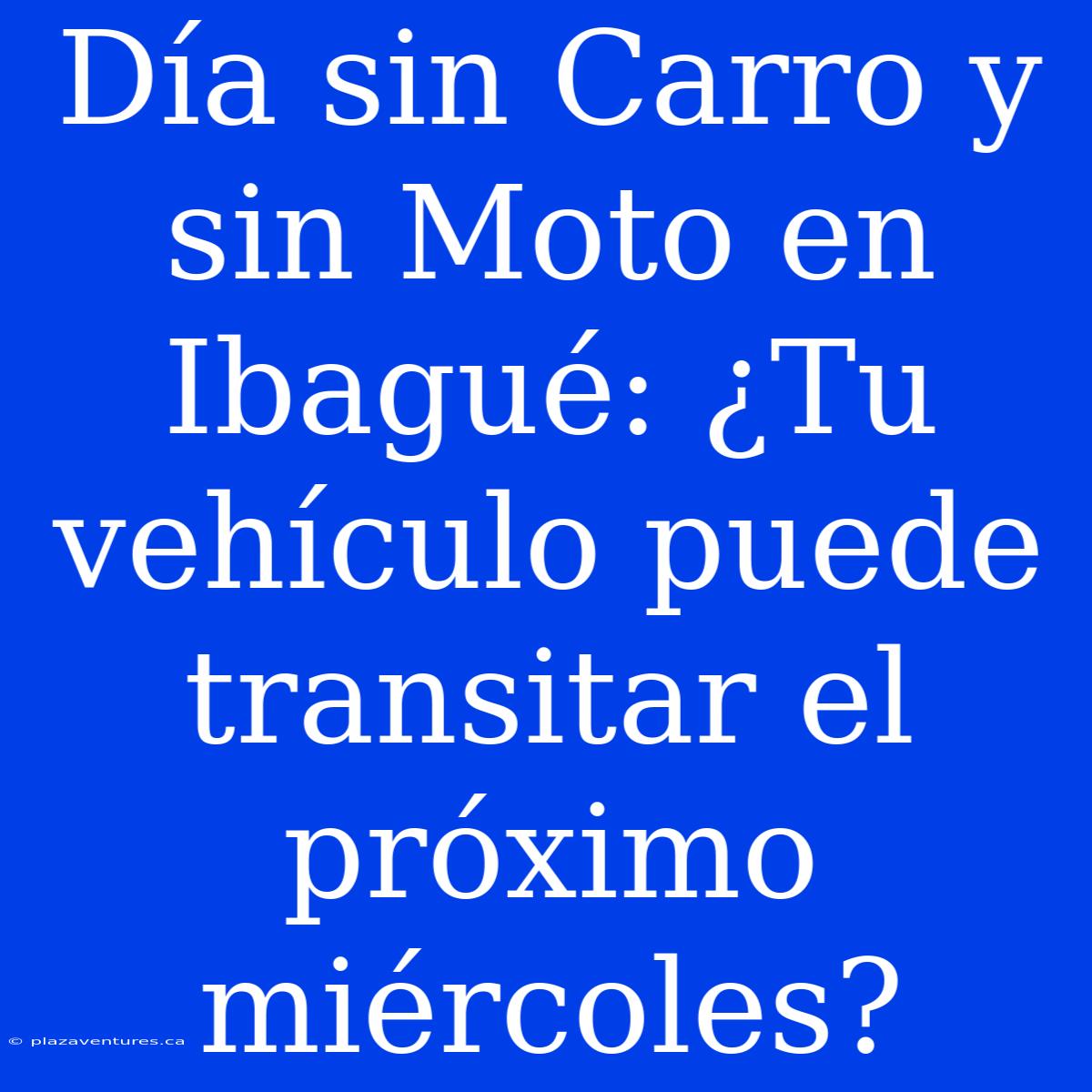 Día Sin Carro Y Sin Moto En Ibagué: ¿Tu Vehículo Puede Transitar El Próximo Miércoles?