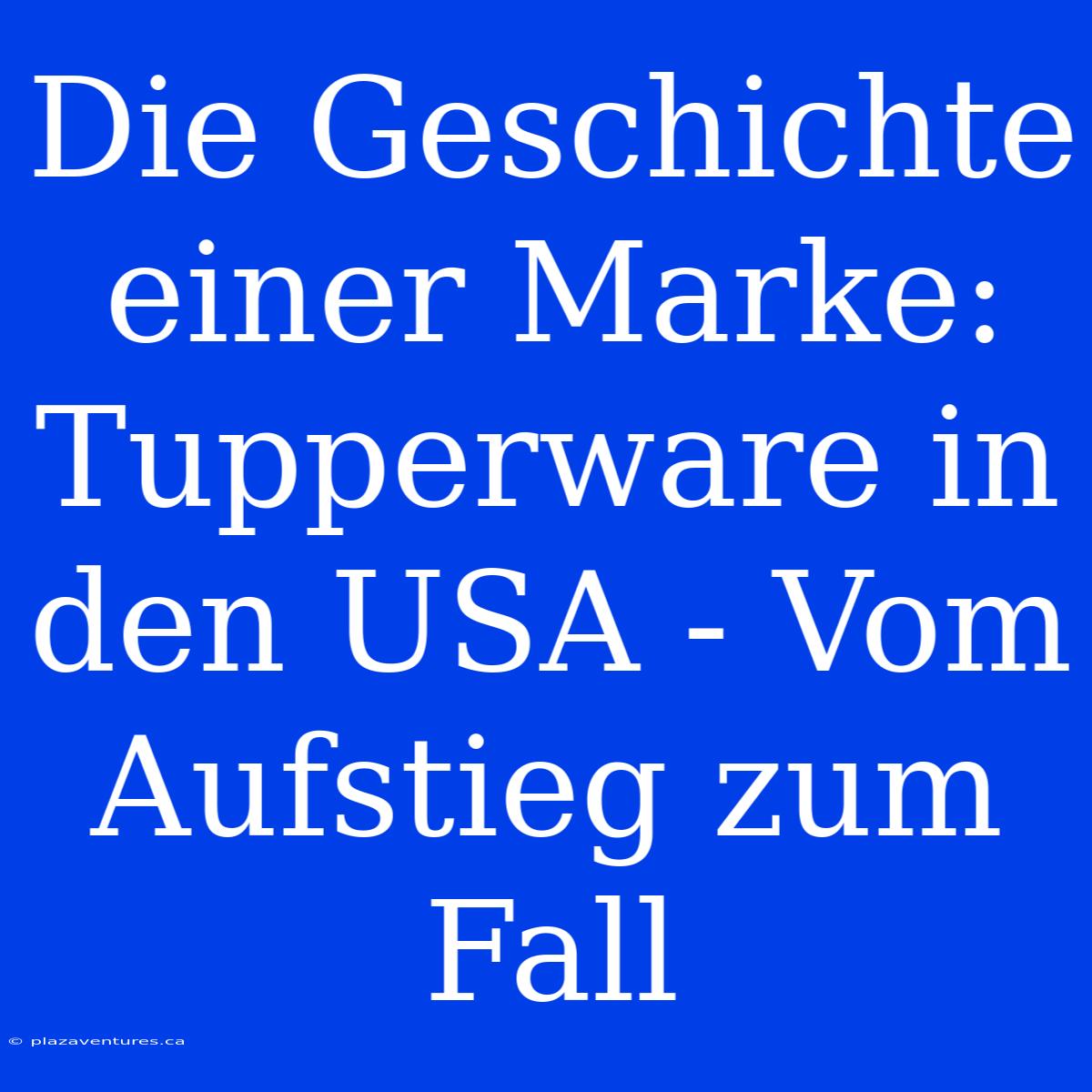 Die Geschichte Einer Marke: Tupperware In Den USA - Vom Aufstieg Zum Fall