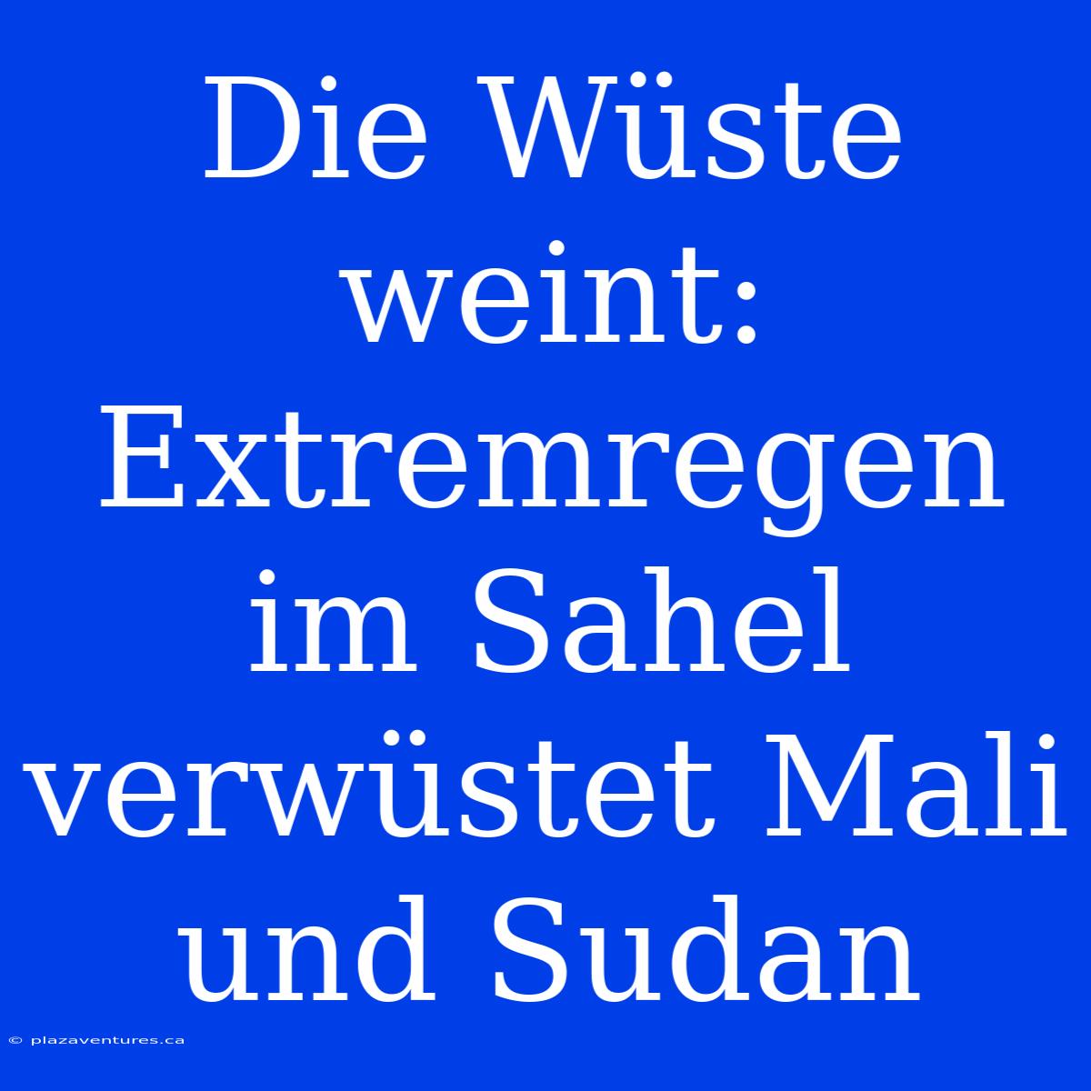 Die Wüste Weint: Extremregen Im Sahel Verwüstet Mali Und Sudan