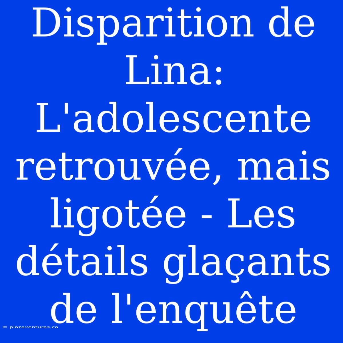 Disparition De Lina: L'adolescente Retrouvée, Mais Ligotée - Les Détails Glaçants De L'enquête