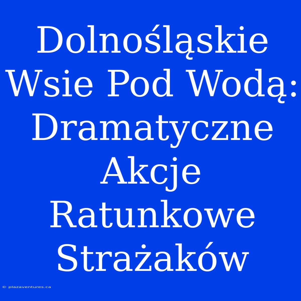 Dolnośląskie Wsie Pod Wodą: Dramatyczne Akcje Ratunkowe Strażaków