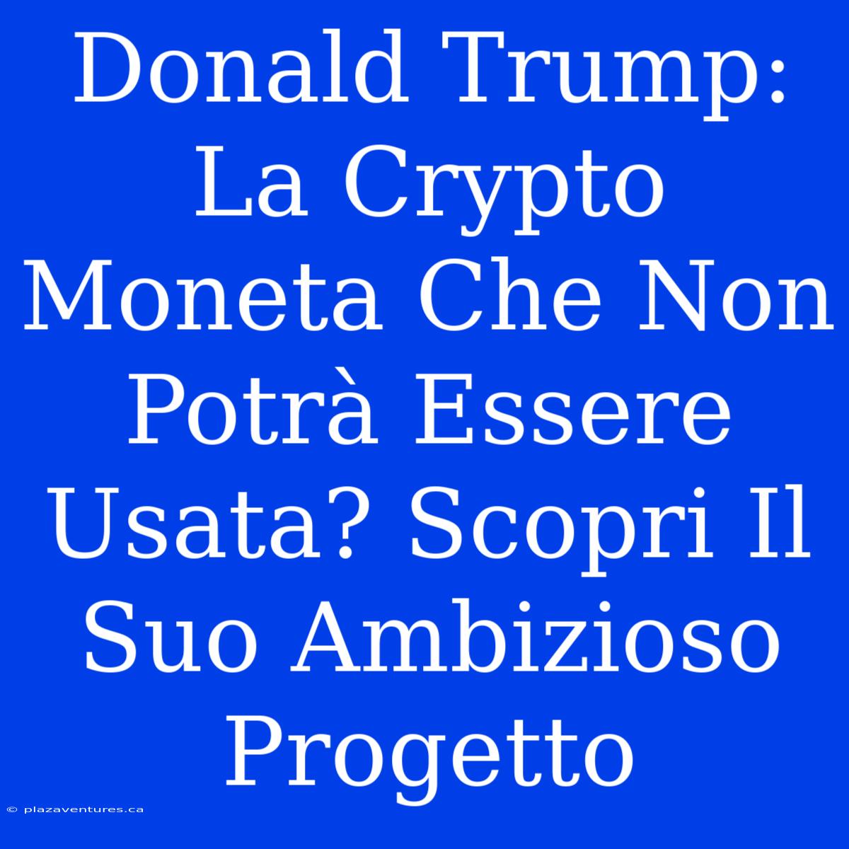 Donald Trump: La Crypto Moneta Che Non Potrà Essere Usata? Scopri Il Suo Ambizioso Progetto