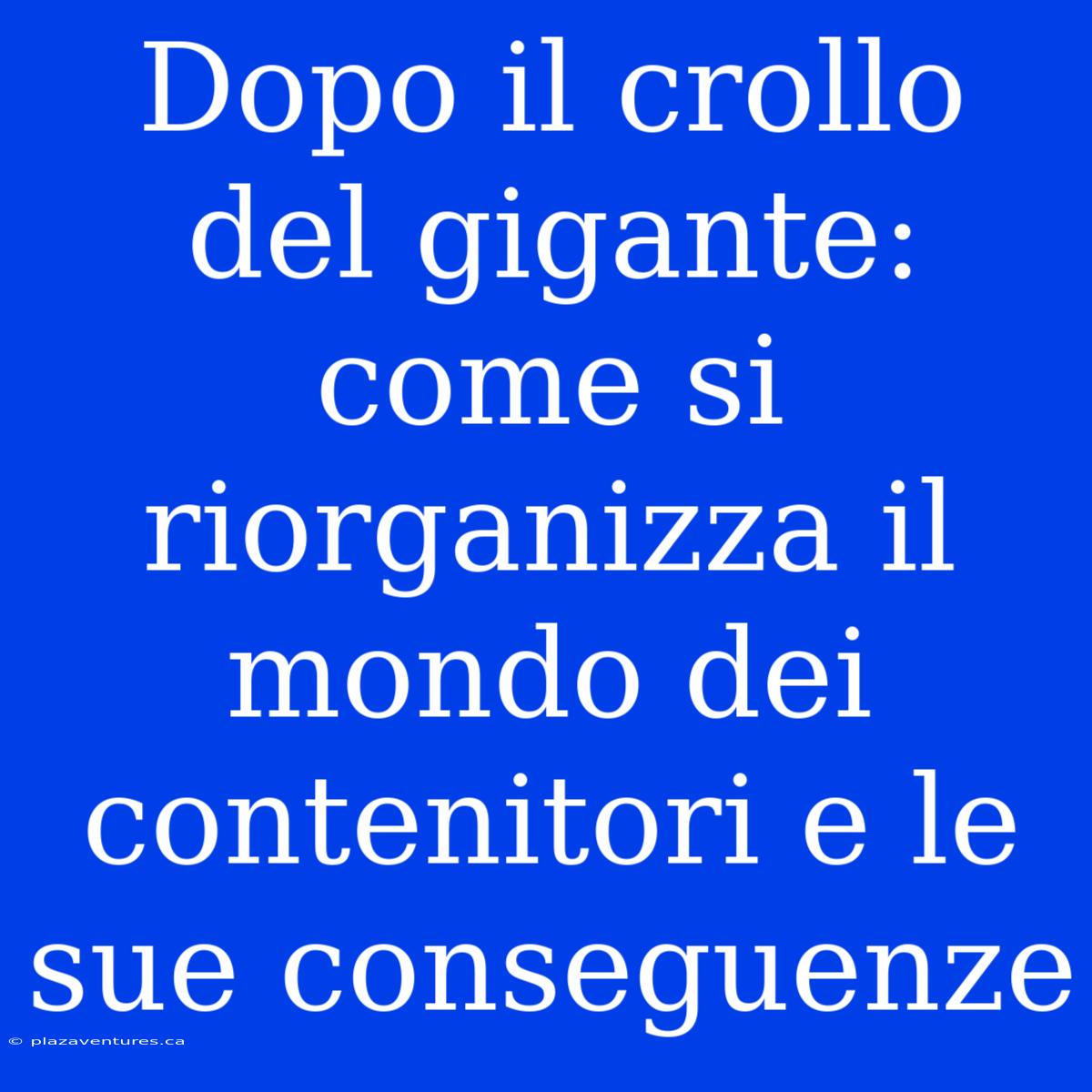 Dopo Il Crollo Del Gigante: Come Si Riorganizza Il Mondo Dei Contenitori E Le Sue Conseguenze