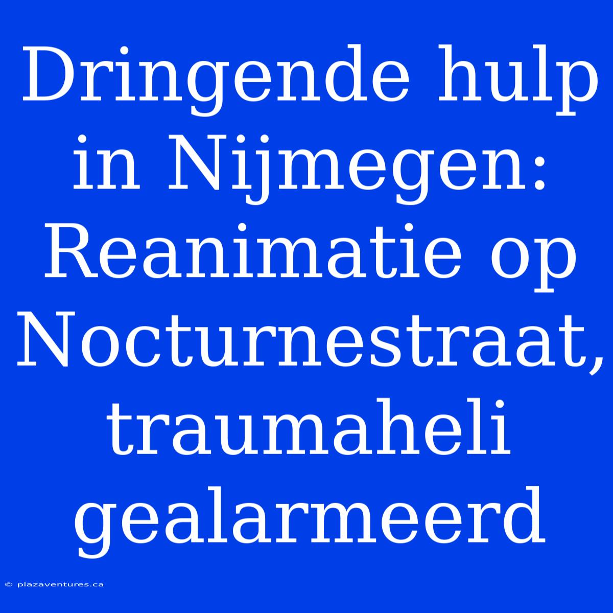 Dringende Hulp In Nijmegen: Reanimatie Op Nocturnestraat, Traumaheli Gealarmeerd