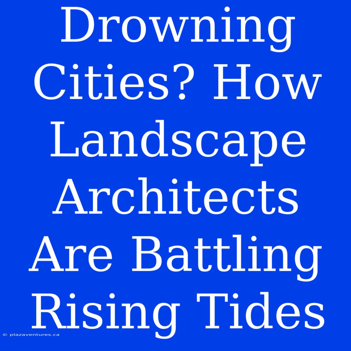 Drowning Cities? How Landscape Architects Are Battling Rising Tides