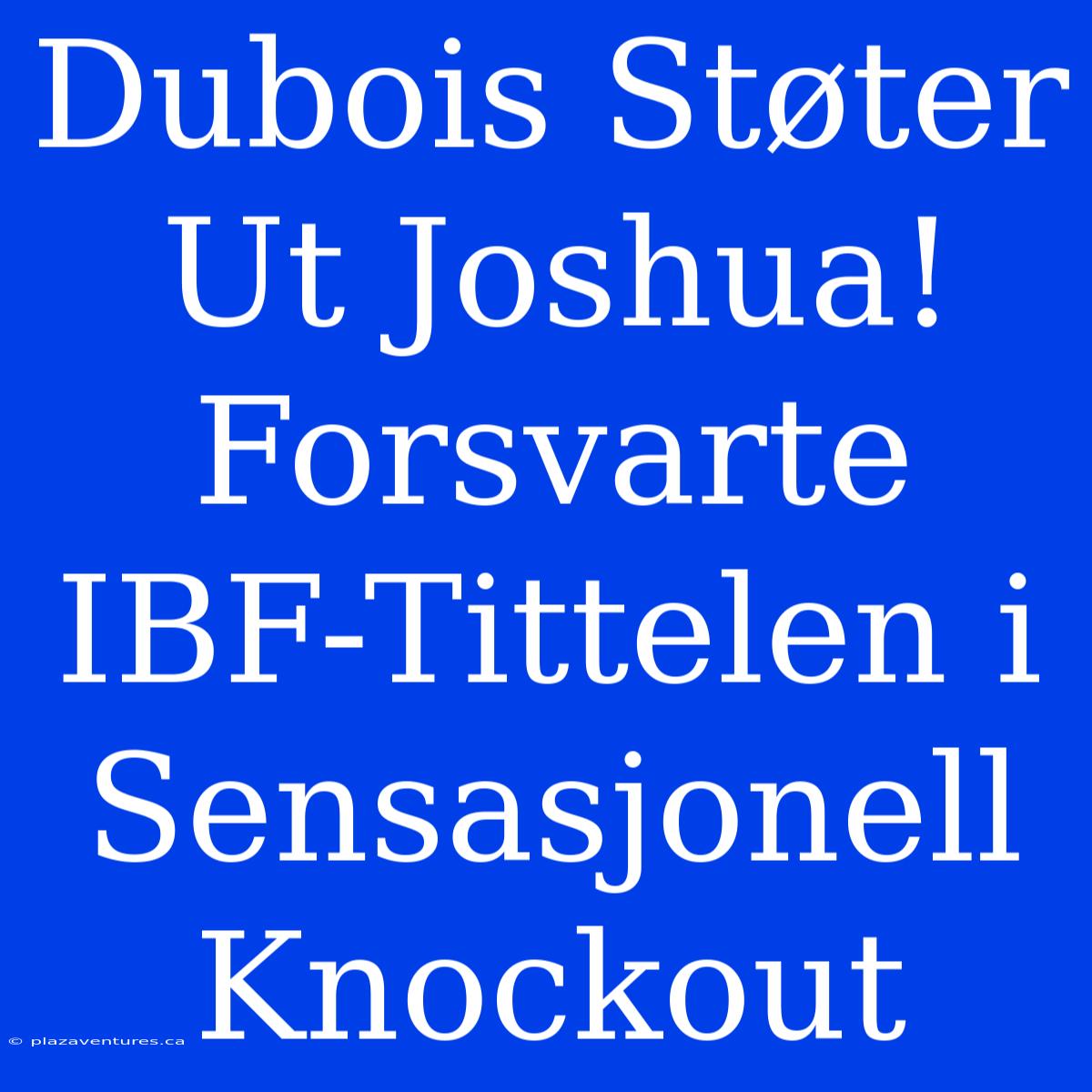 Dubois Støter Ut Joshua! Forsvarte IBF-Tittelen I Sensasjonell Knockout