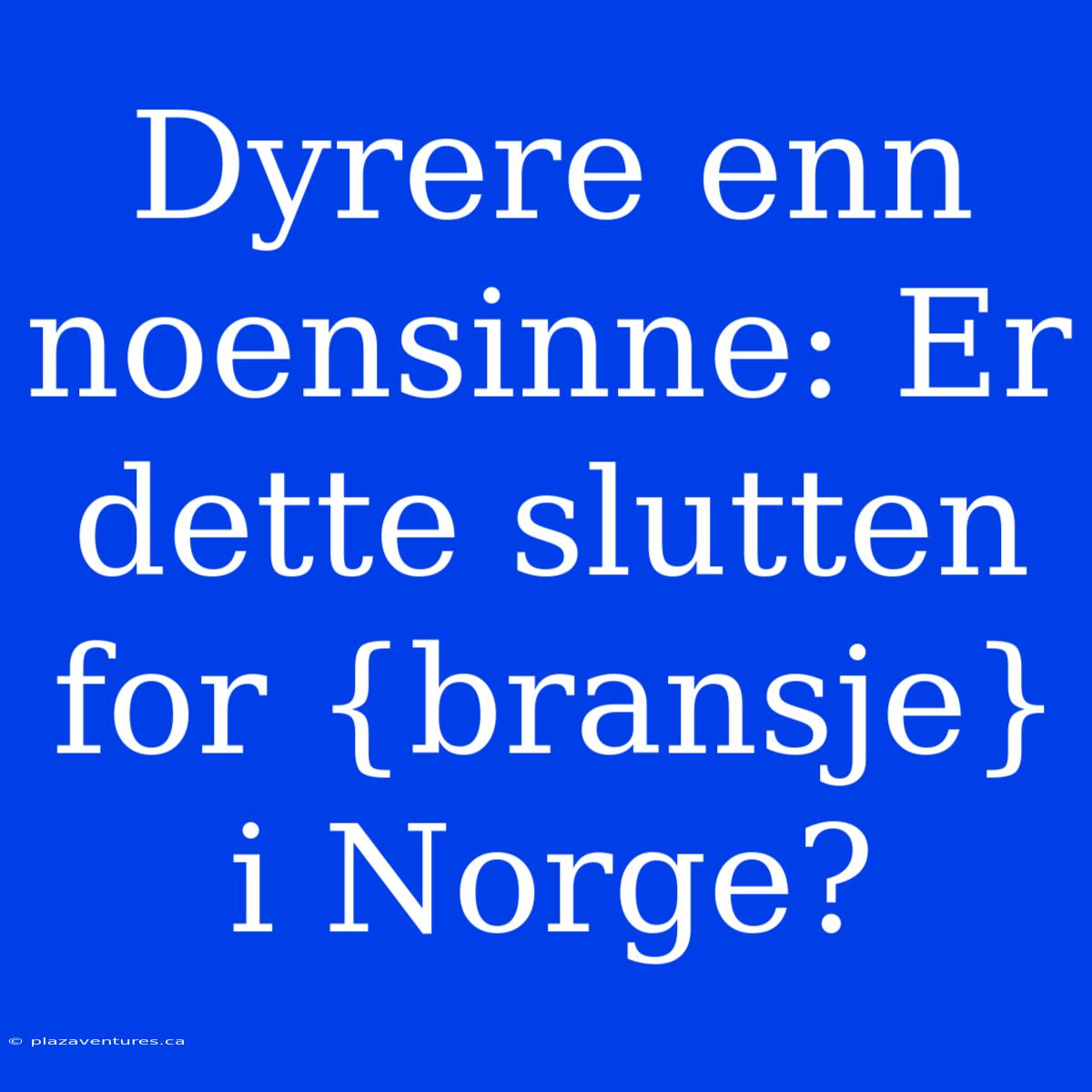 Dyrere Enn Noensinne: Er Dette Slutten For {bransje} I Norge?