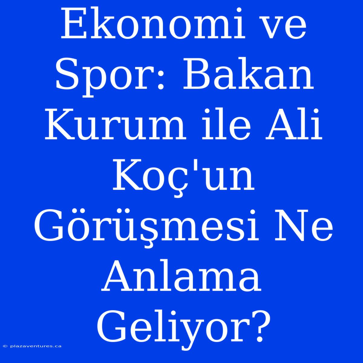 Ekonomi Ve Spor: Bakan Kurum Ile Ali Koç'un Görüşmesi Ne Anlama Geliyor?