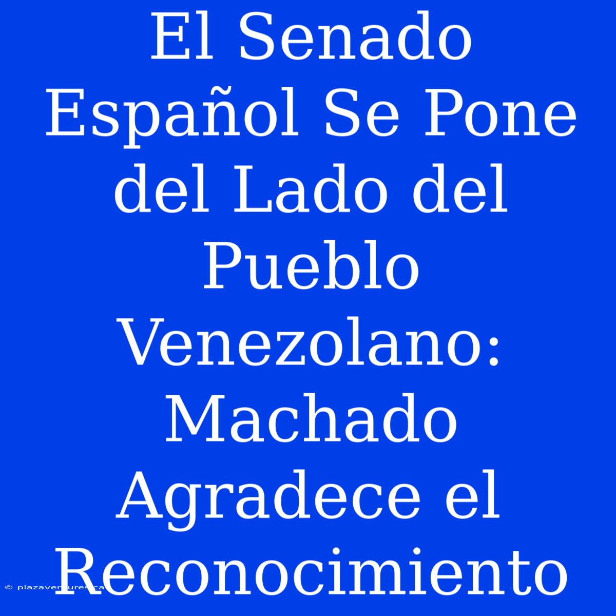 El Senado Español Se Pone Del Lado Del Pueblo Venezolano: Machado Agradece El Reconocimiento