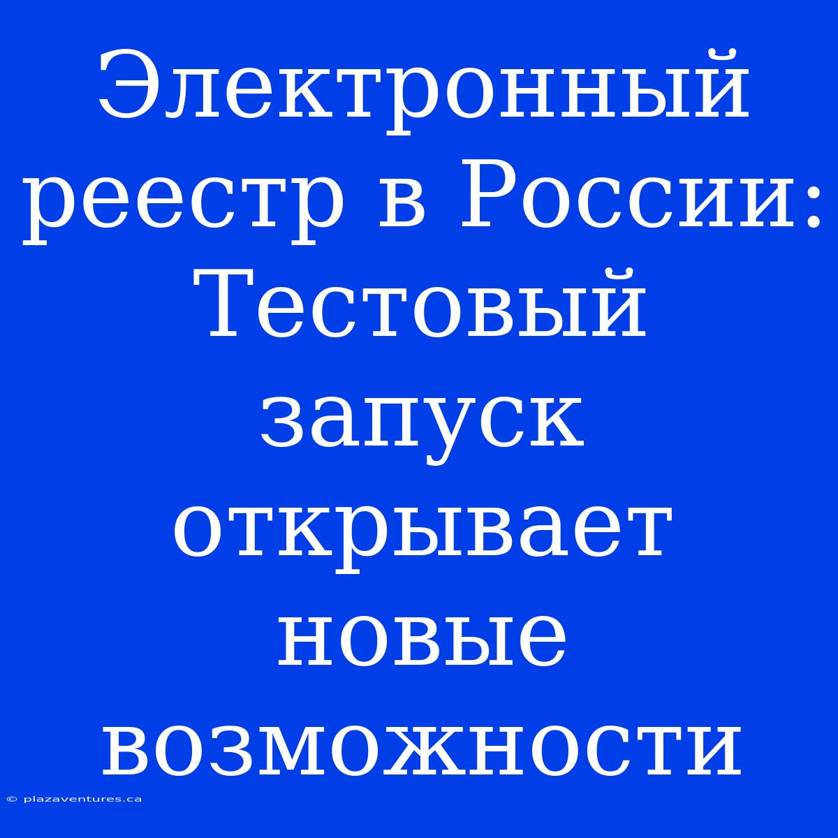 Электронный Реестр В России: Тестовый Запуск Открывает Новые Возможности