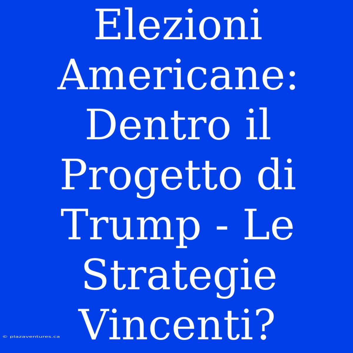 Elezioni Americane: Dentro Il Progetto Di Trump - Le Strategie Vincenti?