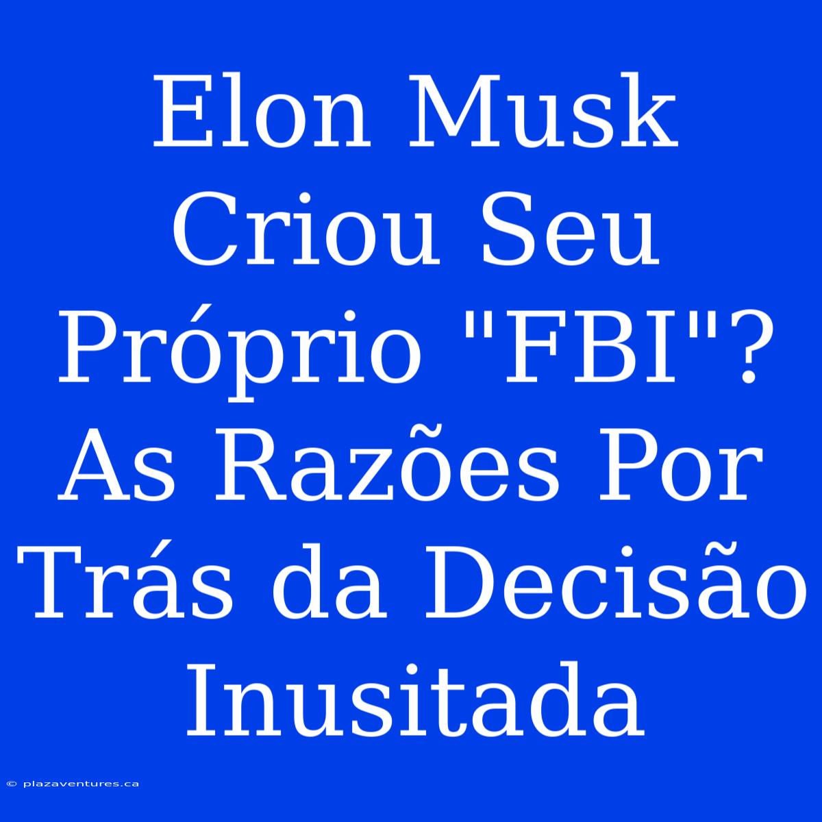 Elon Musk Criou Seu Próprio 