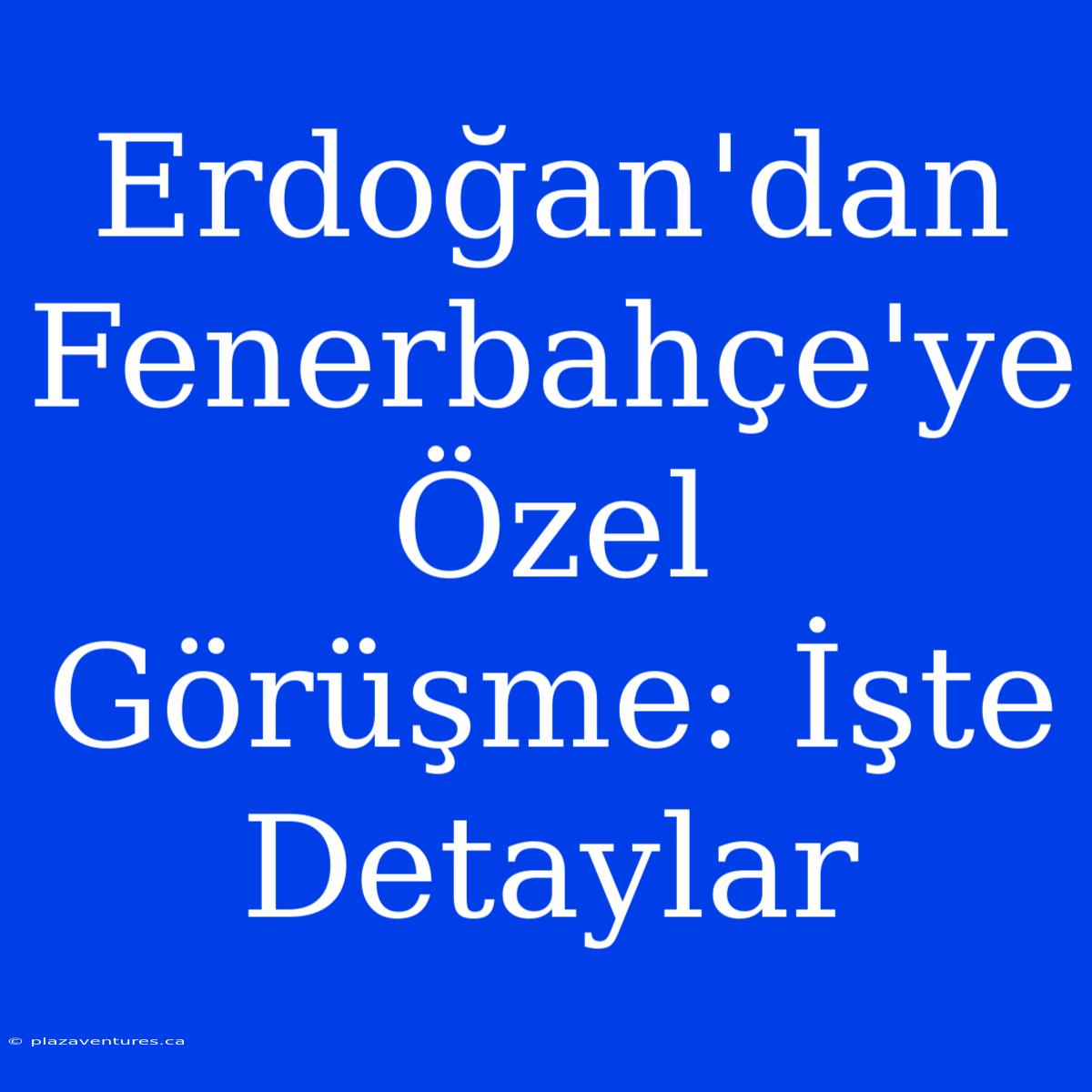 Erdoğan'dan Fenerbahçe'ye Özel Görüşme: İşte Detaylar