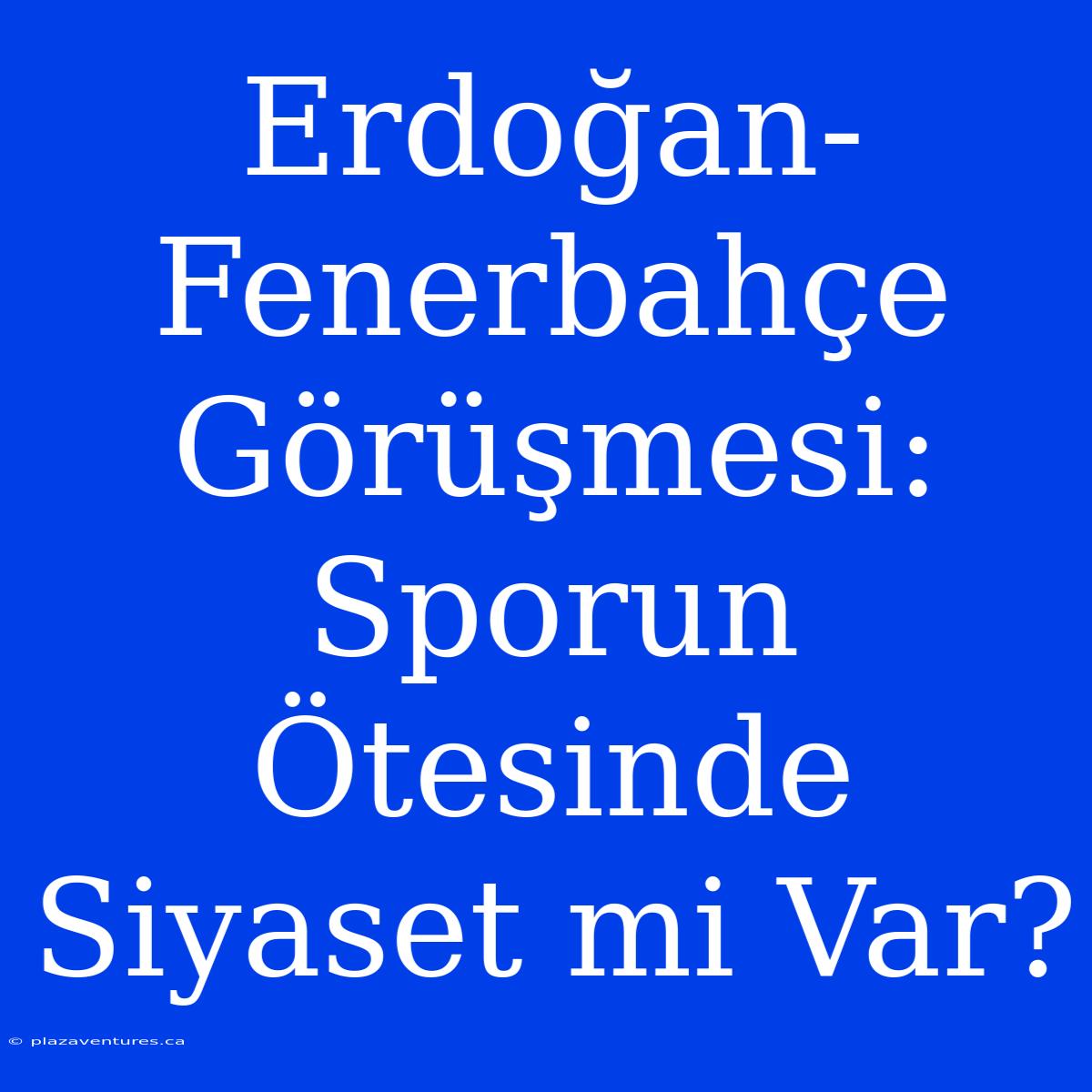 Erdoğan-Fenerbahçe Görüşmesi: Sporun Ötesinde Siyaset Mi Var?