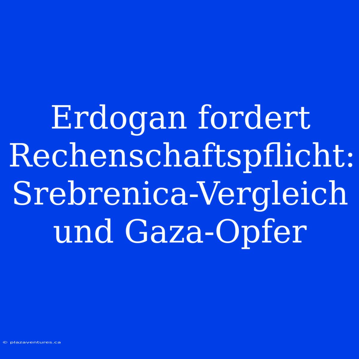 Erdogan Fordert Rechenschaftspflicht: Srebrenica-Vergleich Und Gaza-Opfer