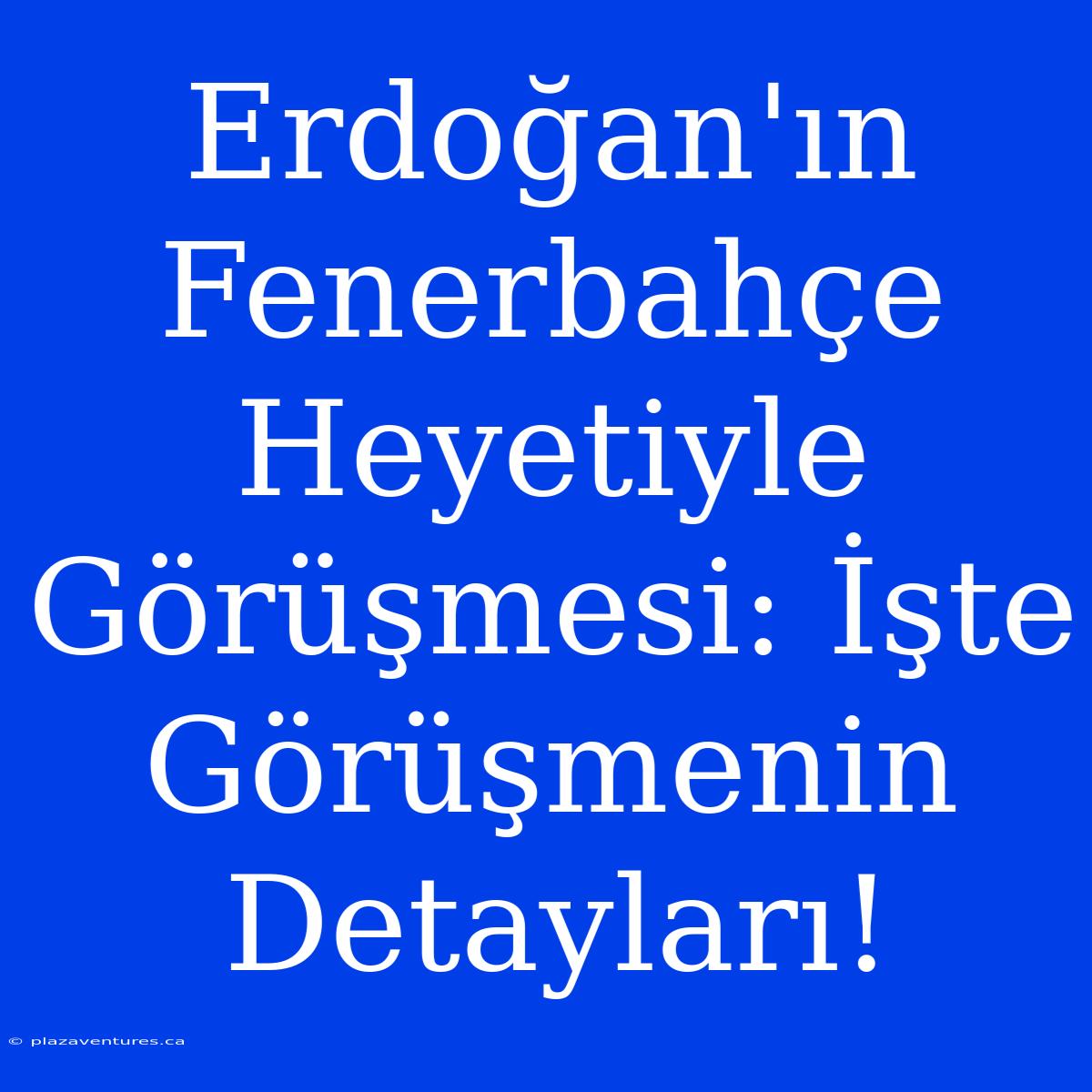 Erdoğan'ın Fenerbahçe Heyetiyle Görüşmesi: İşte Görüşmenin Detayları!