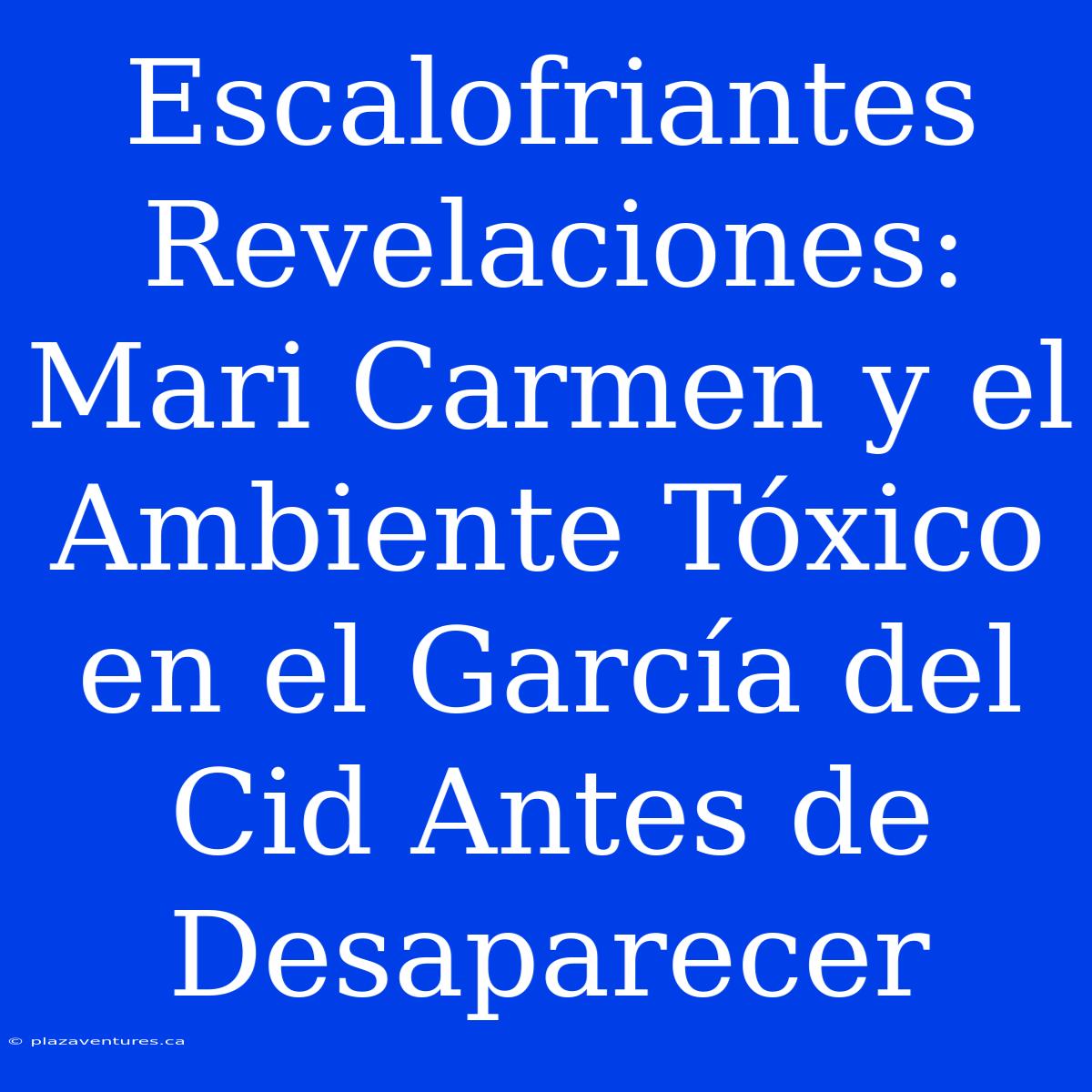 Escalofriantes Revelaciones: Mari Carmen Y El Ambiente Tóxico En El García Del Cid Antes De Desaparecer