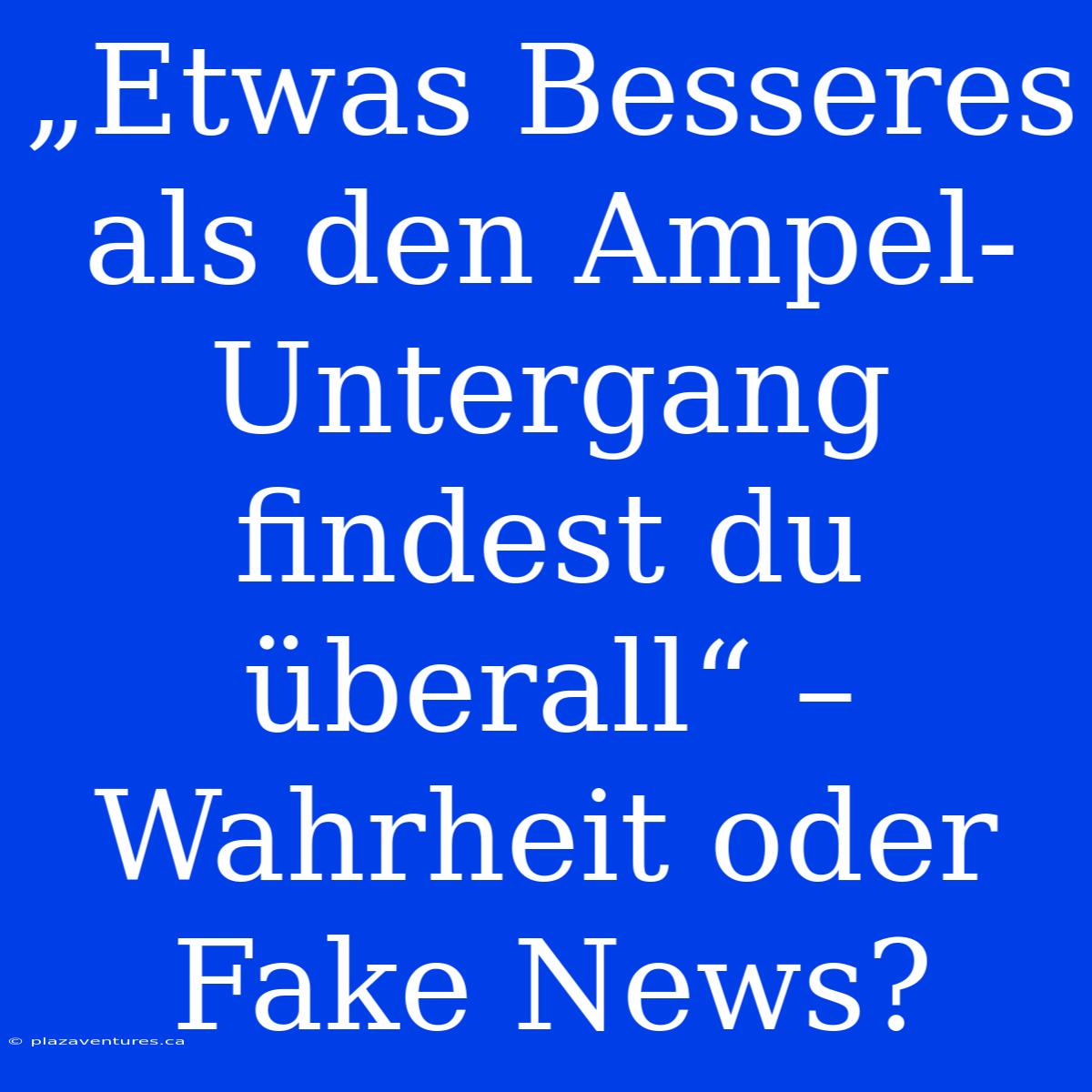 „Etwas Besseres Als Den Ampel-Untergang Findest Du Überall“ –  Wahrheit Oder Fake News?