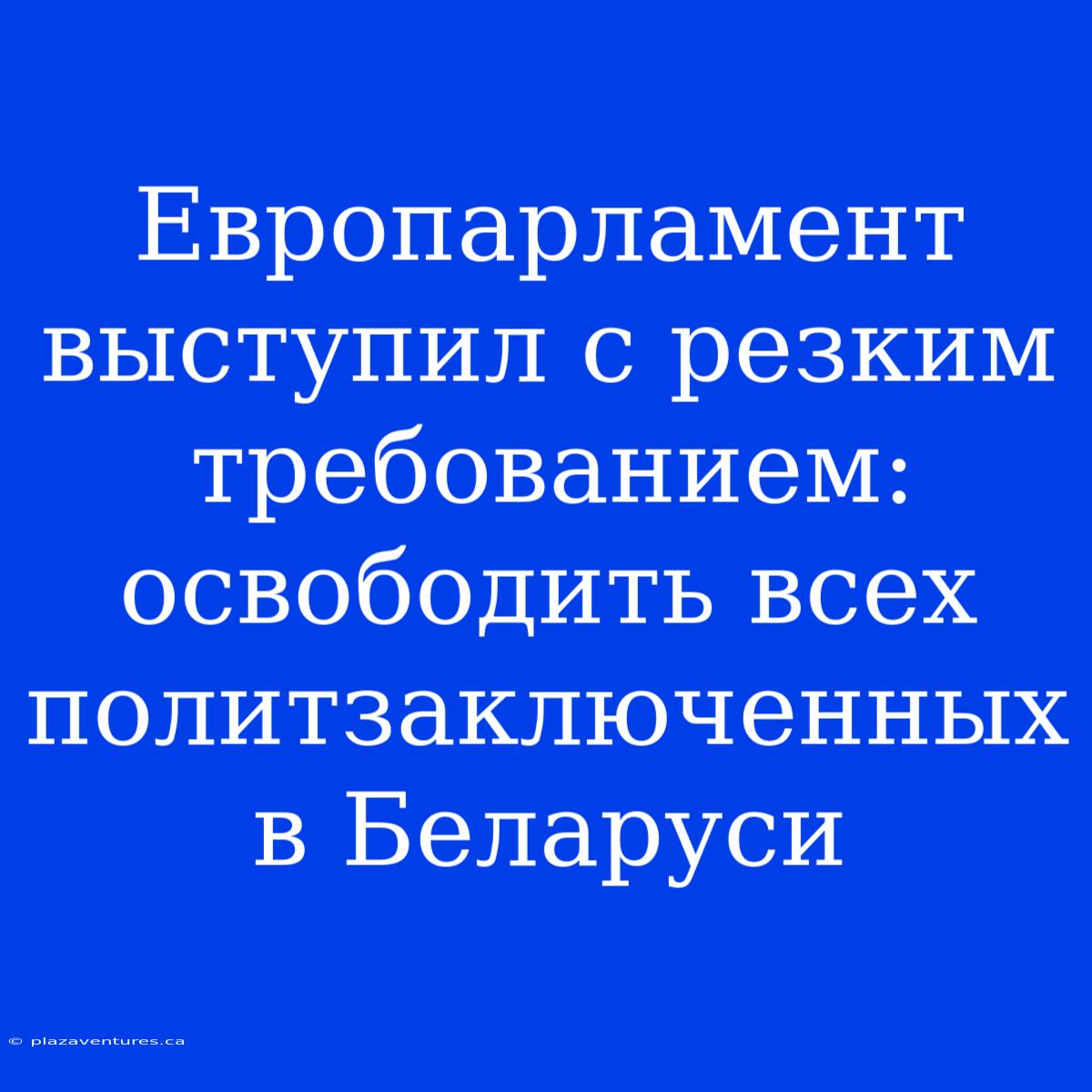 Европарламент Выступил С Резким Требованием: Освободить Всех Политзаключенных В Беларуси