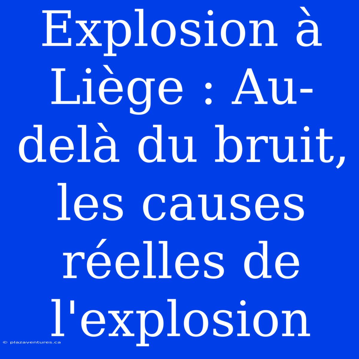 Explosion À Liège : Au-delà Du Bruit, Les Causes Réelles De L'explosion