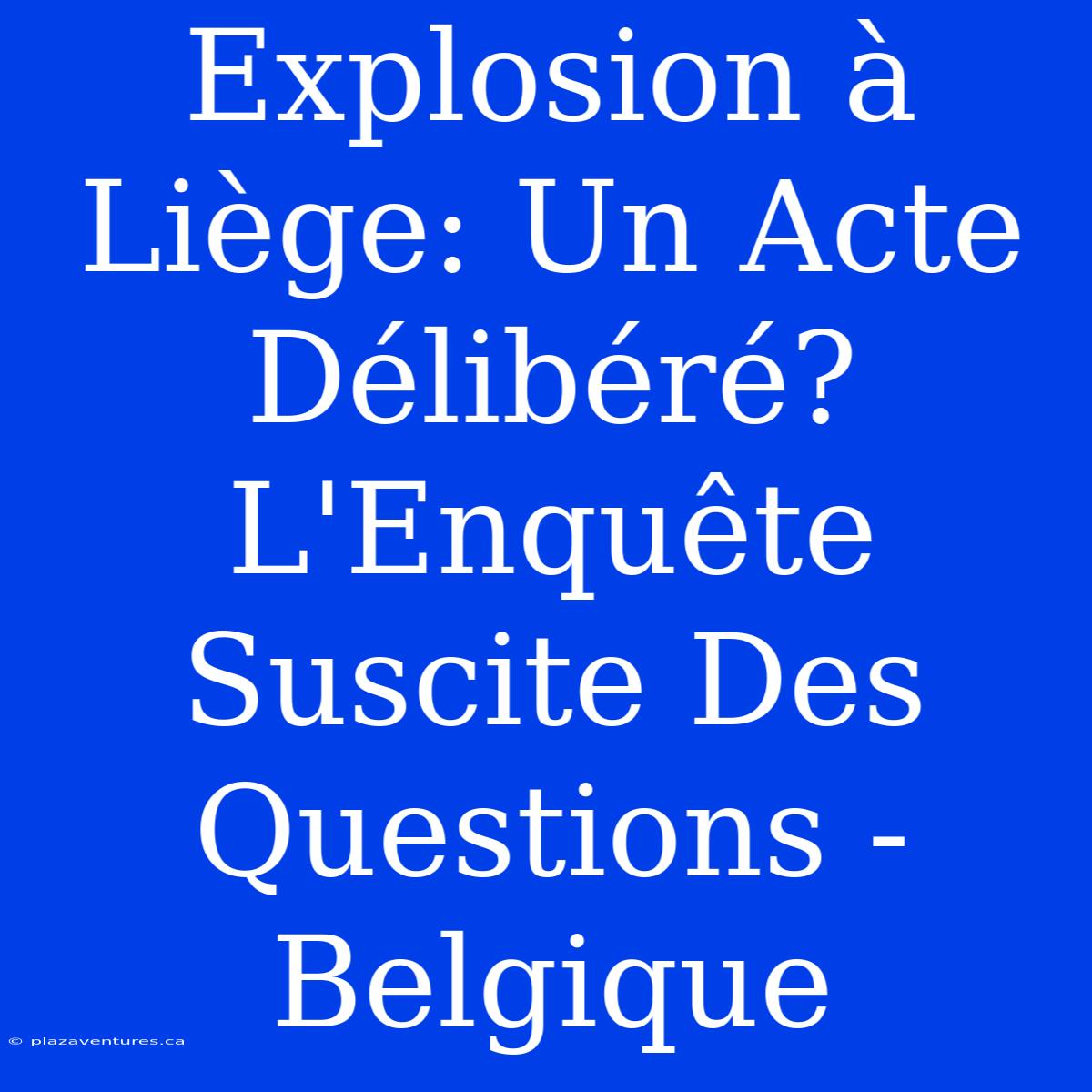 Explosion À Liège: Un Acte Délibéré? L'Enquête Suscite Des Questions - Belgique