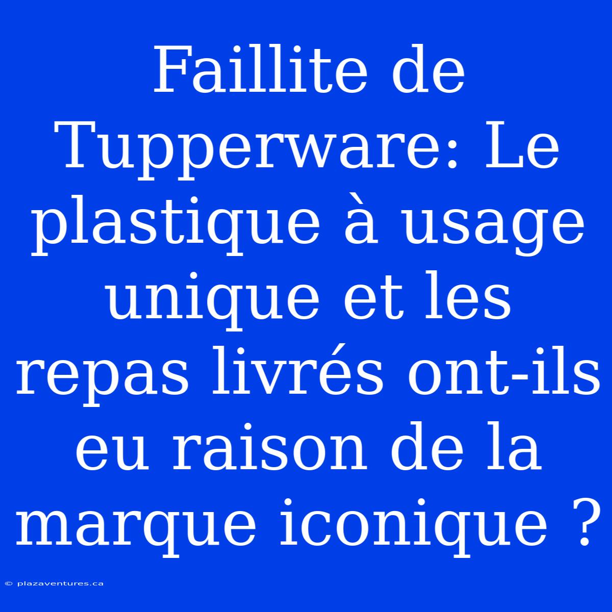 Faillite De Tupperware: Le Plastique À Usage Unique Et Les Repas Livrés Ont-ils Eu Raison De La Marque Iconique ?