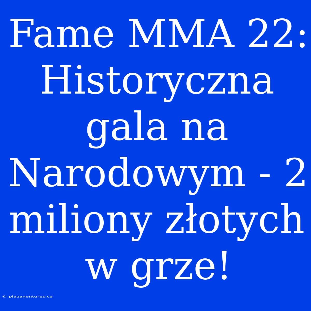 Fame MMA 22: Historyczna Gala Na Narodowym - 2 Miliony Złotych W Grze!